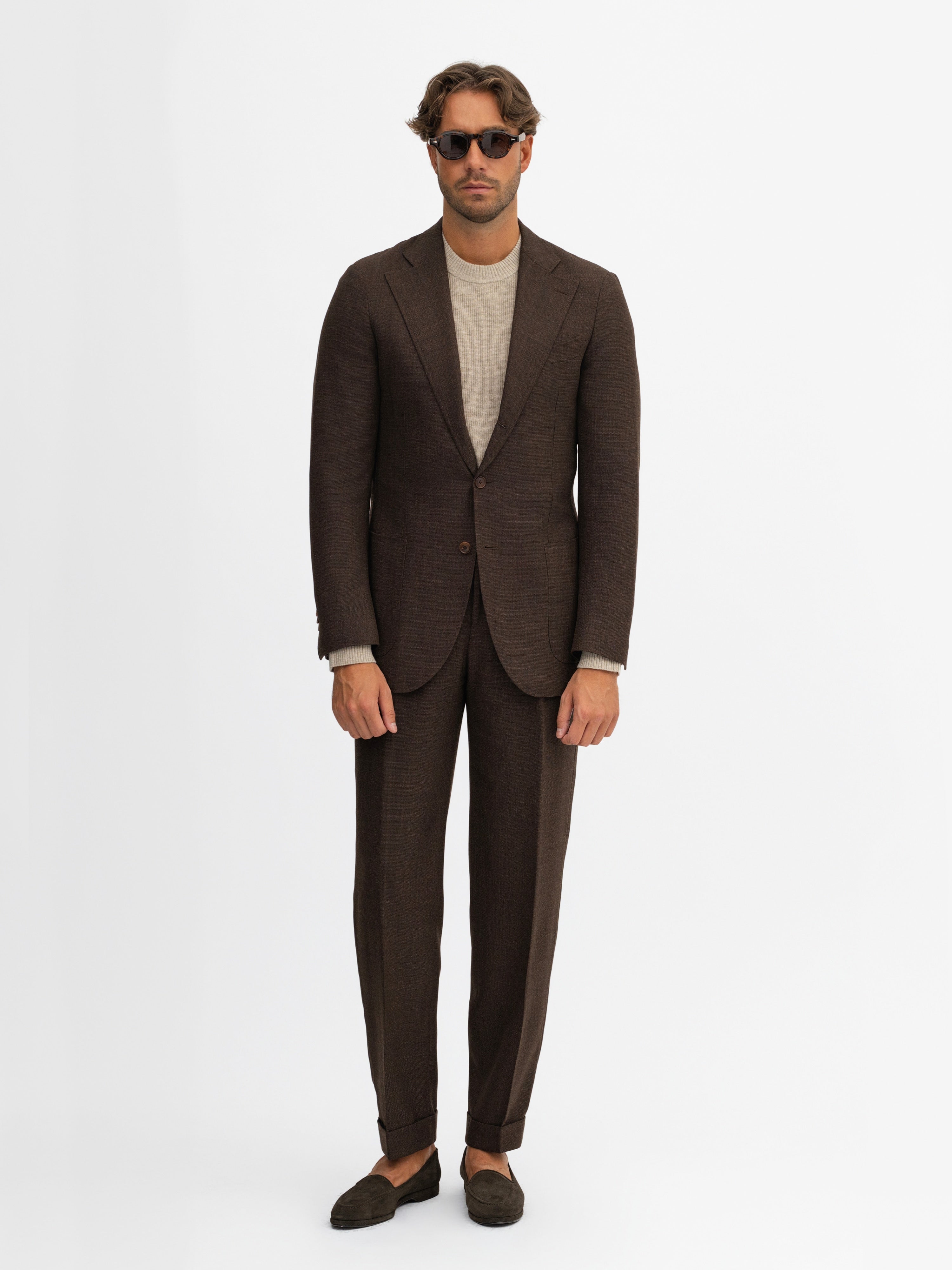 Brown Hopsack Suit - Grand Le Mar