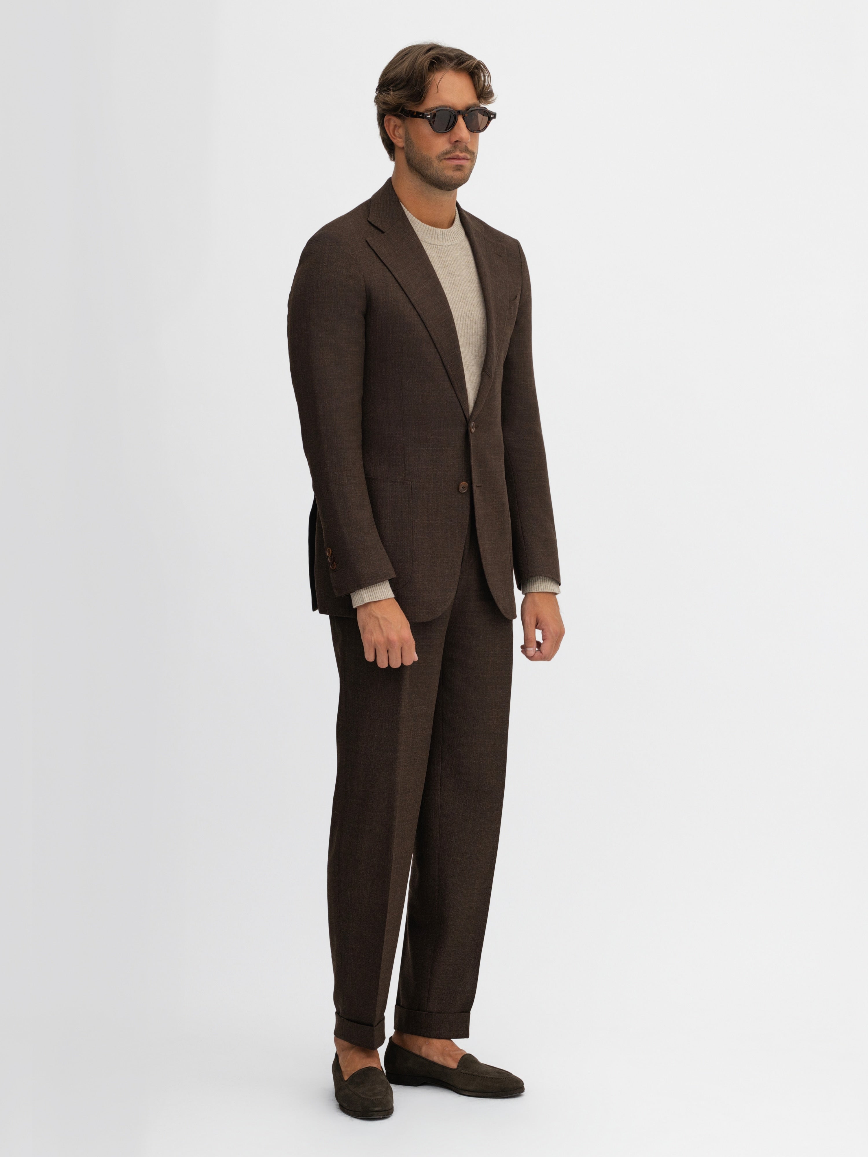 Brown Hopsack Suit - Grand Le Mar
