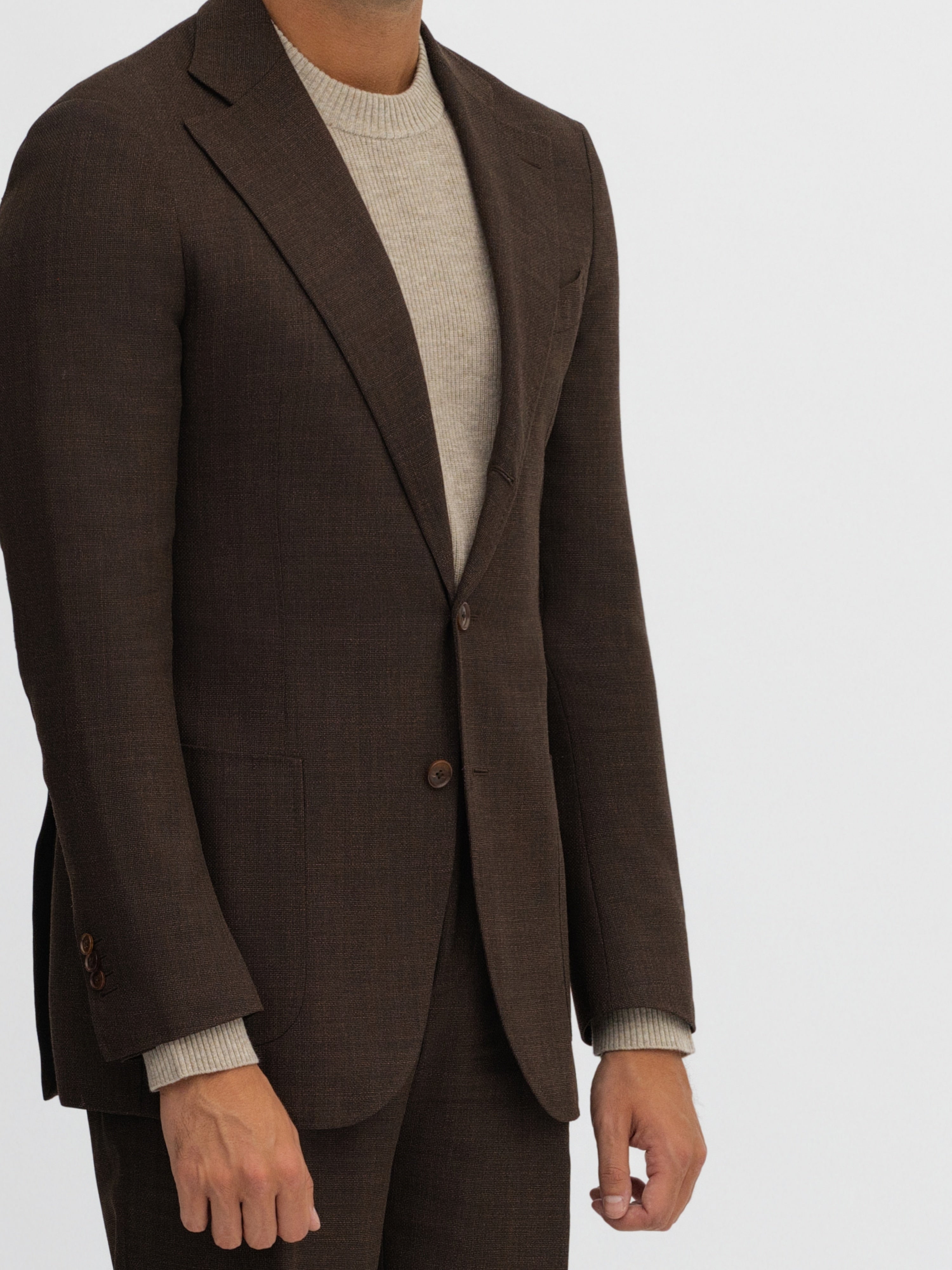 Brown Hopsack Suit - Grand Le Mar