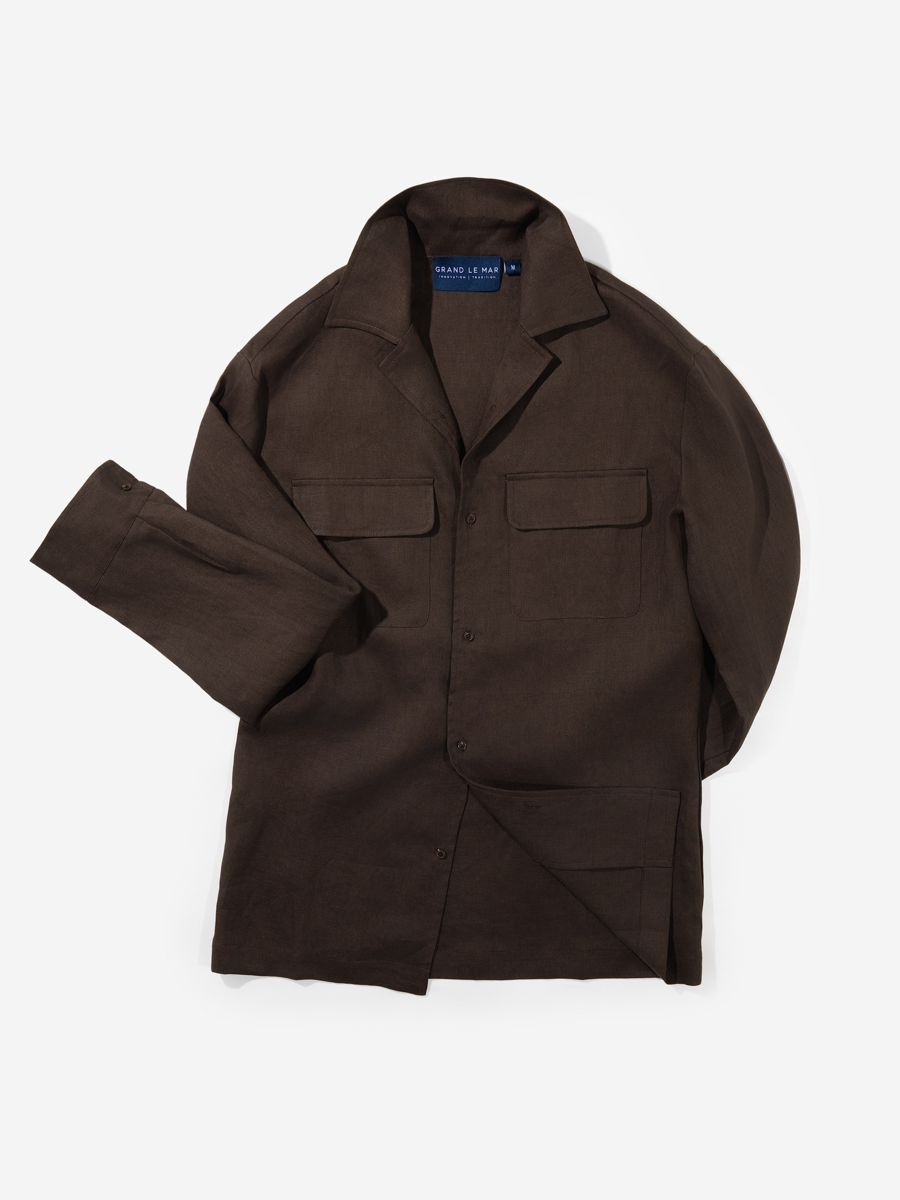 Brown Linen Camp Shirt - Grand Le Mar