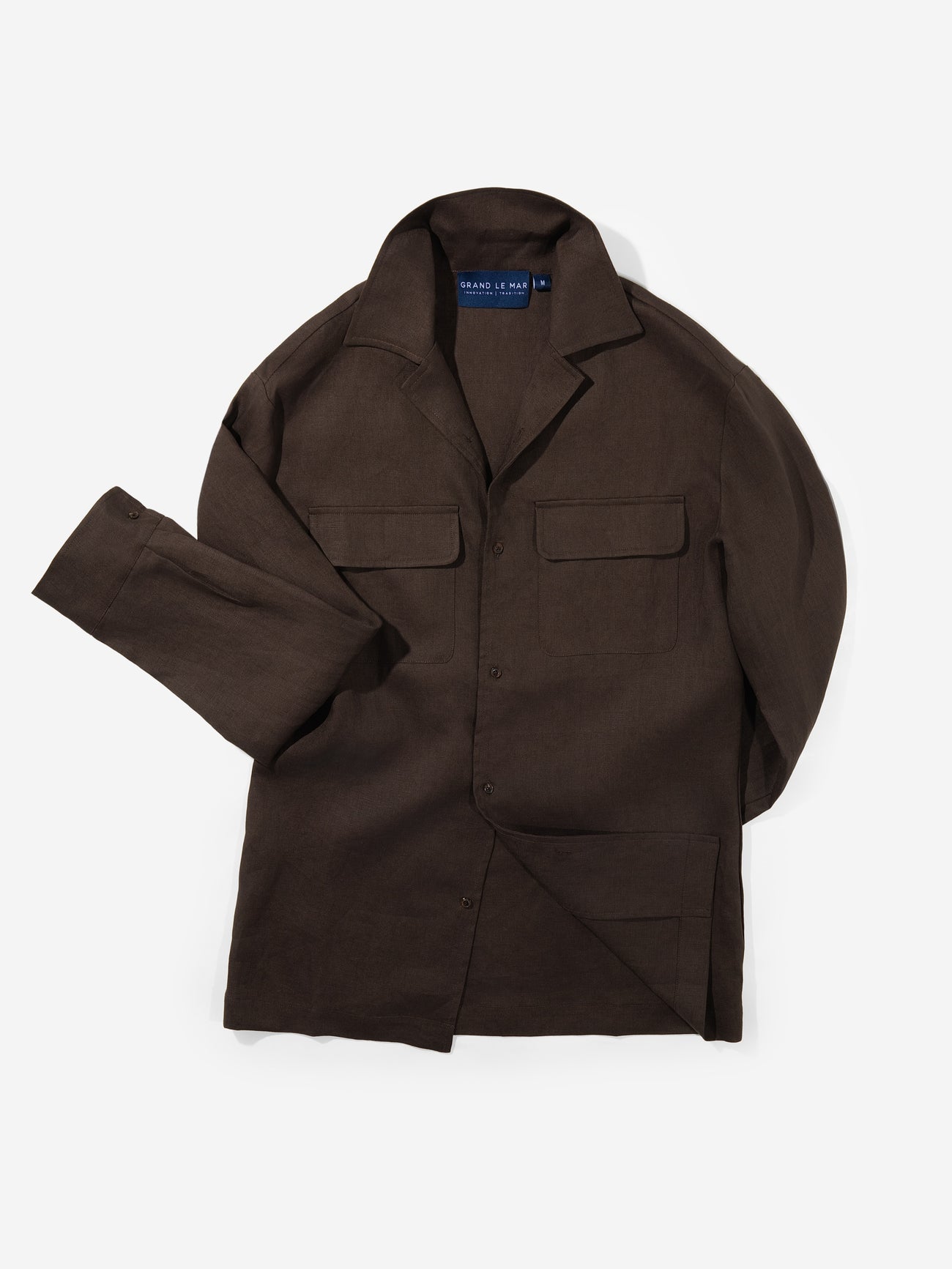 Brown Linen Camp Shirt - Grand Le Mar