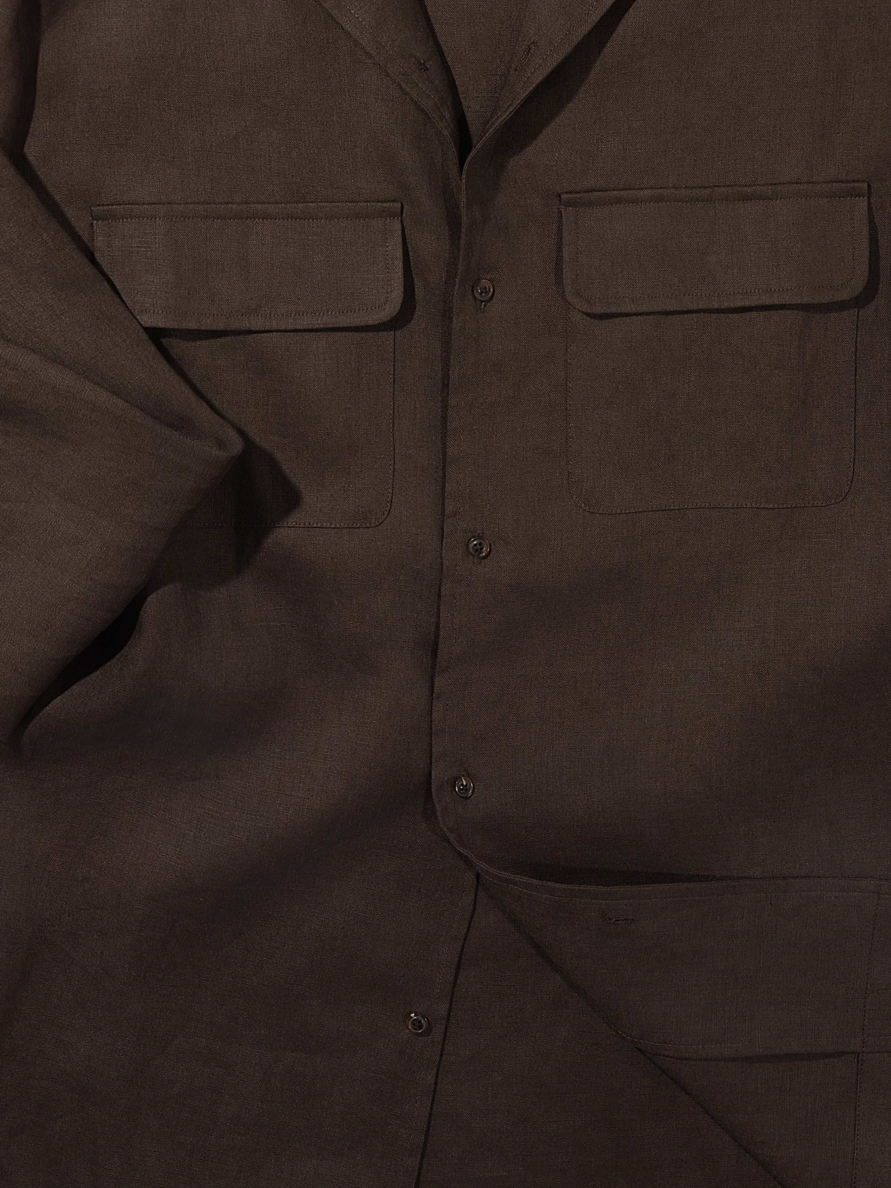 Brown Linen Camp Shirt - Grand Le Mar