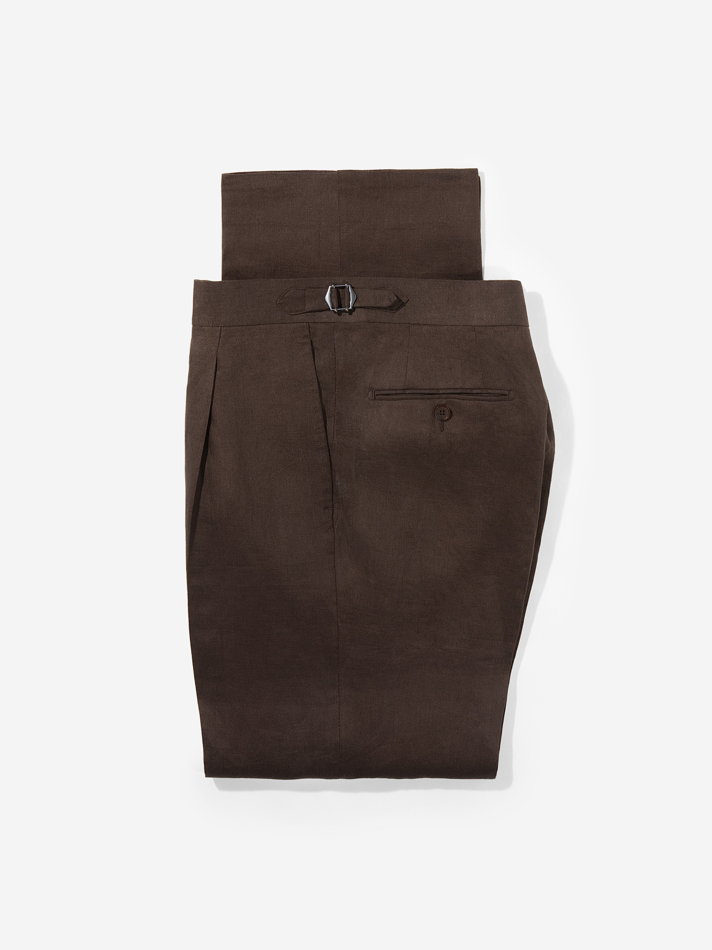 Brown Linen Trousers (Wide Fit) - Grand Le Mar