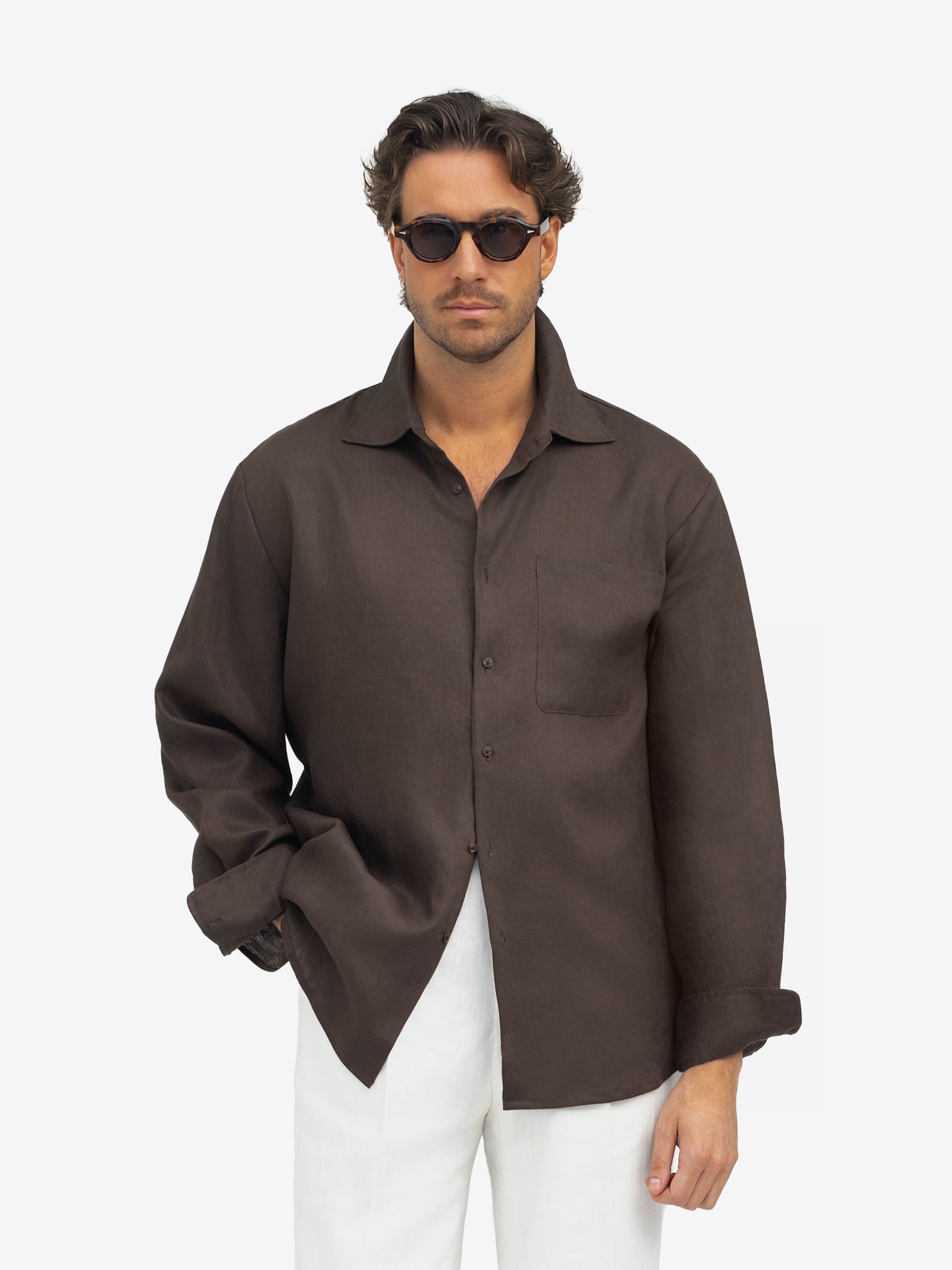 Brown Linen Shirt - Grand Le Mar