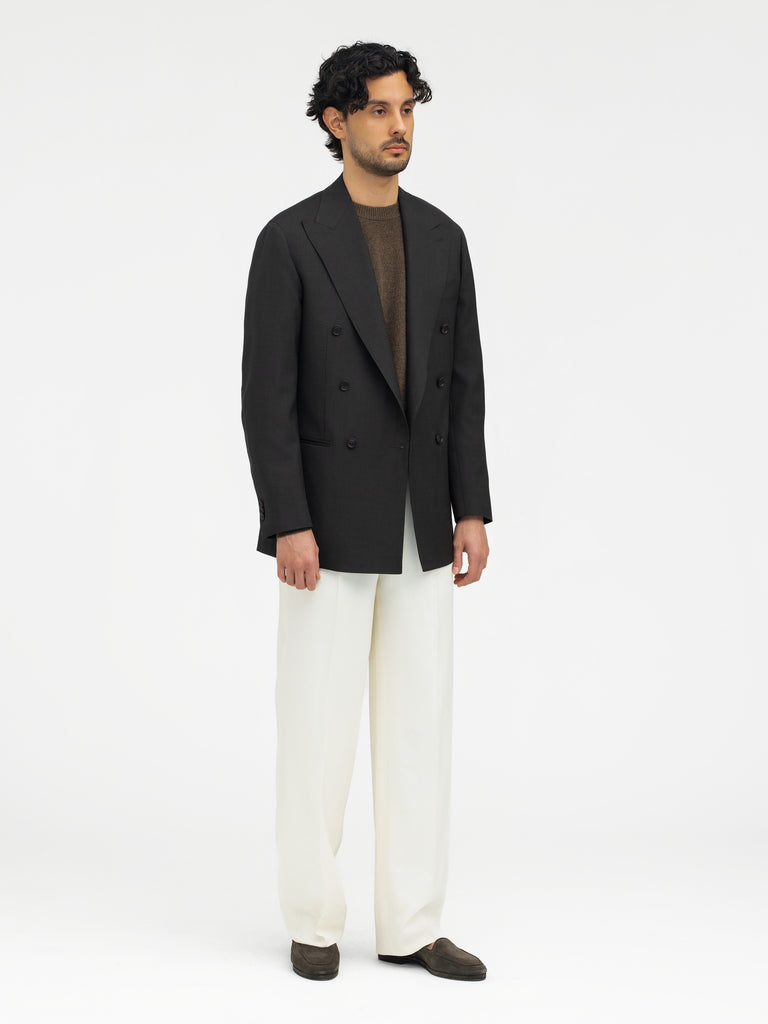 Granhiert dark brown wool silk sergeオンライン アウトレット