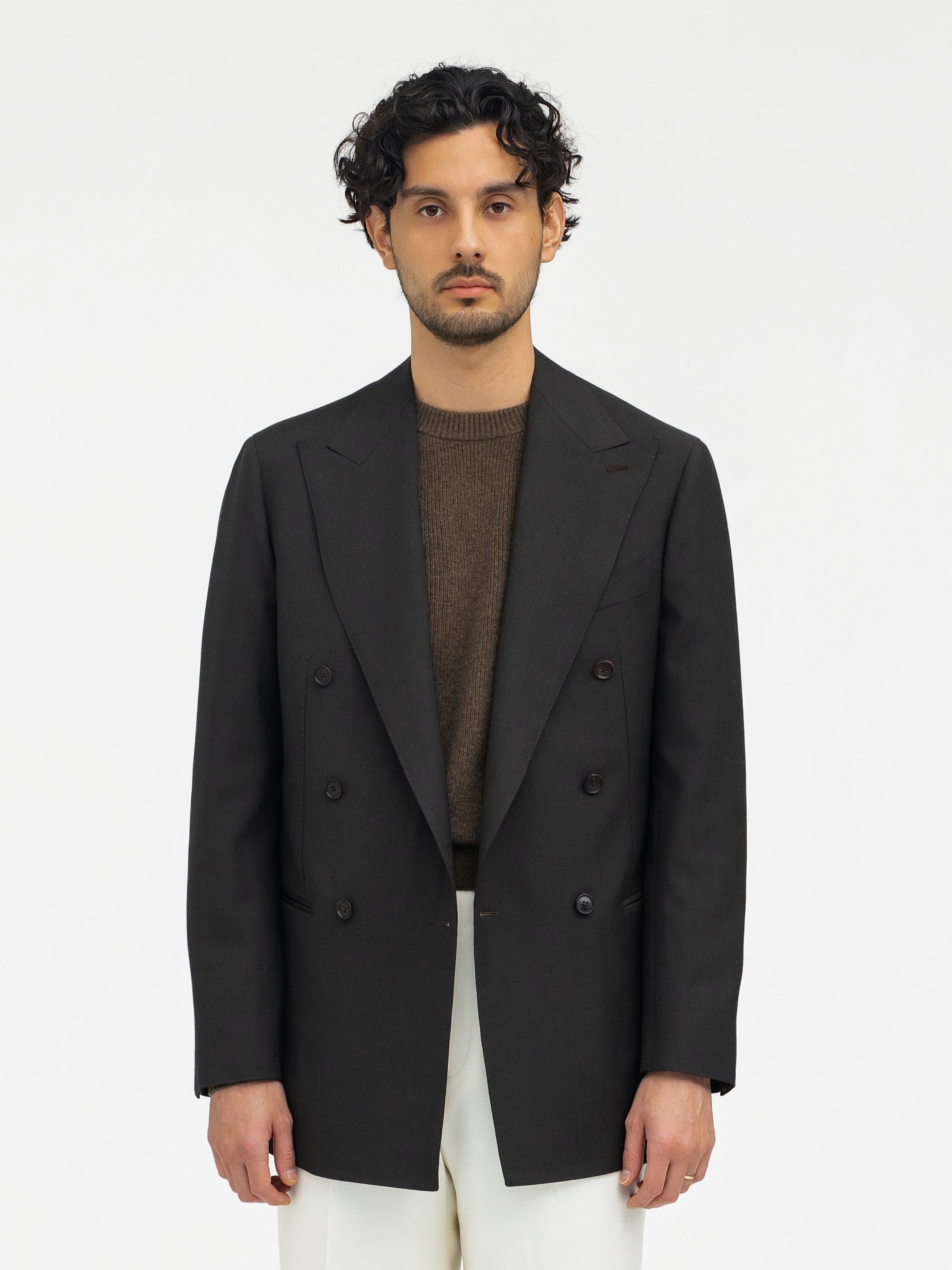 Brown Wool Jacket (DB) - Grand Le Mar