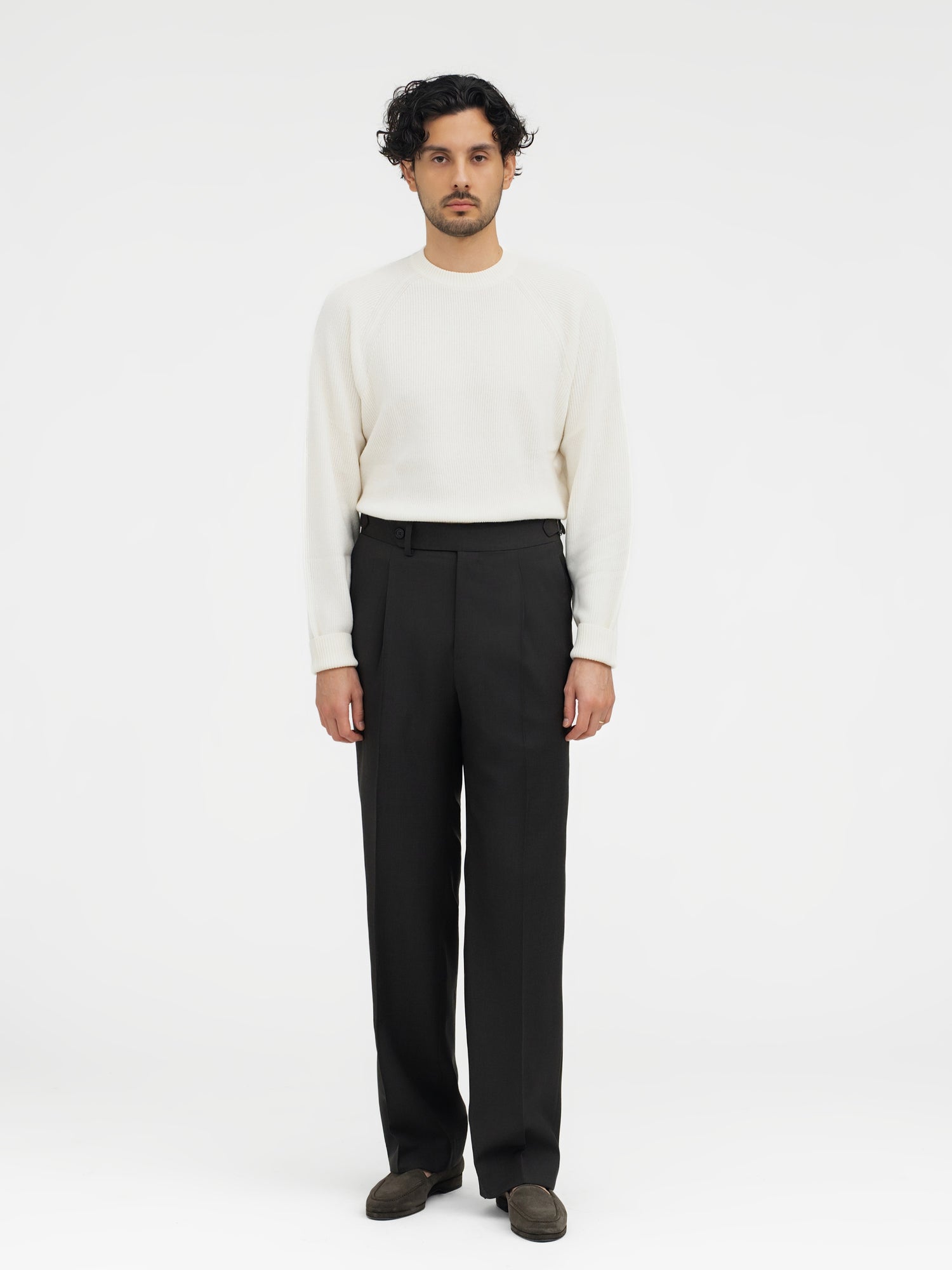 Brown Wool Trousers (Wide Fit) - Grand Le Mar