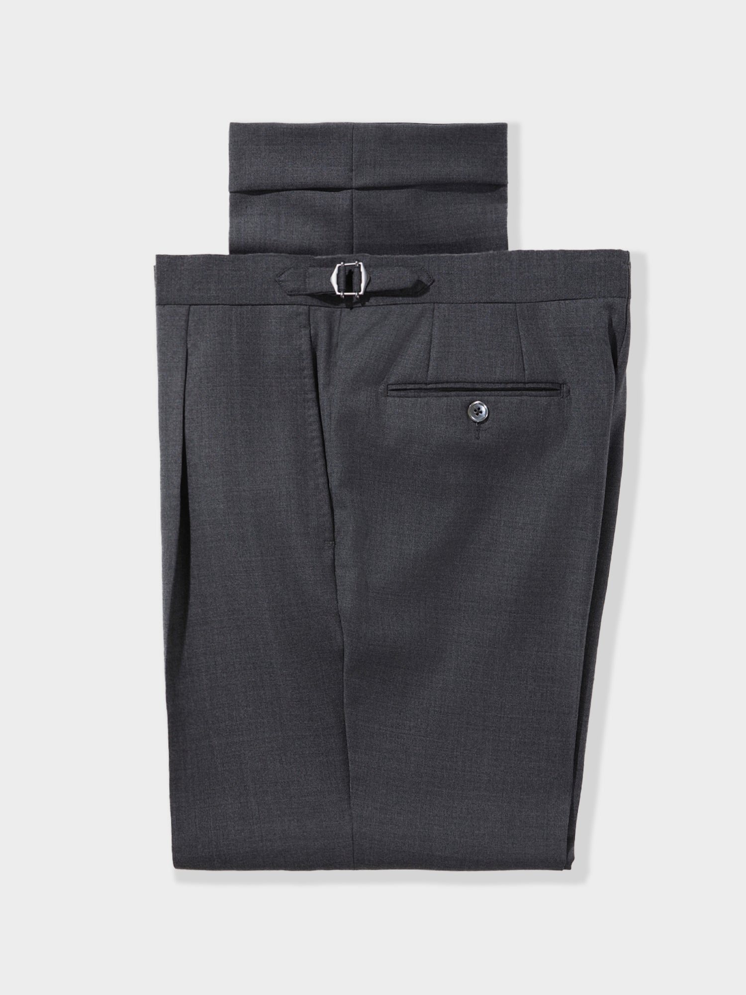 Dark Grey Wool Trousers (Straight Fit) - Grand Le Mar