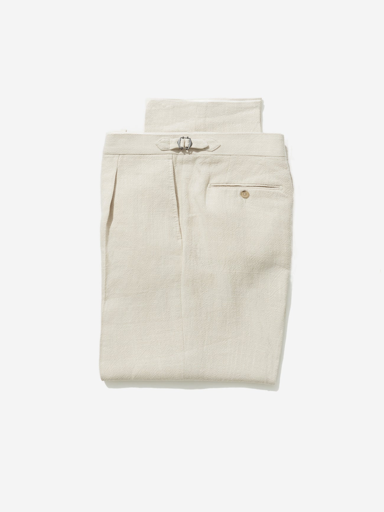 Cream Stonewashed Linen Trousers (Wide Fit) - Grand Le Mar