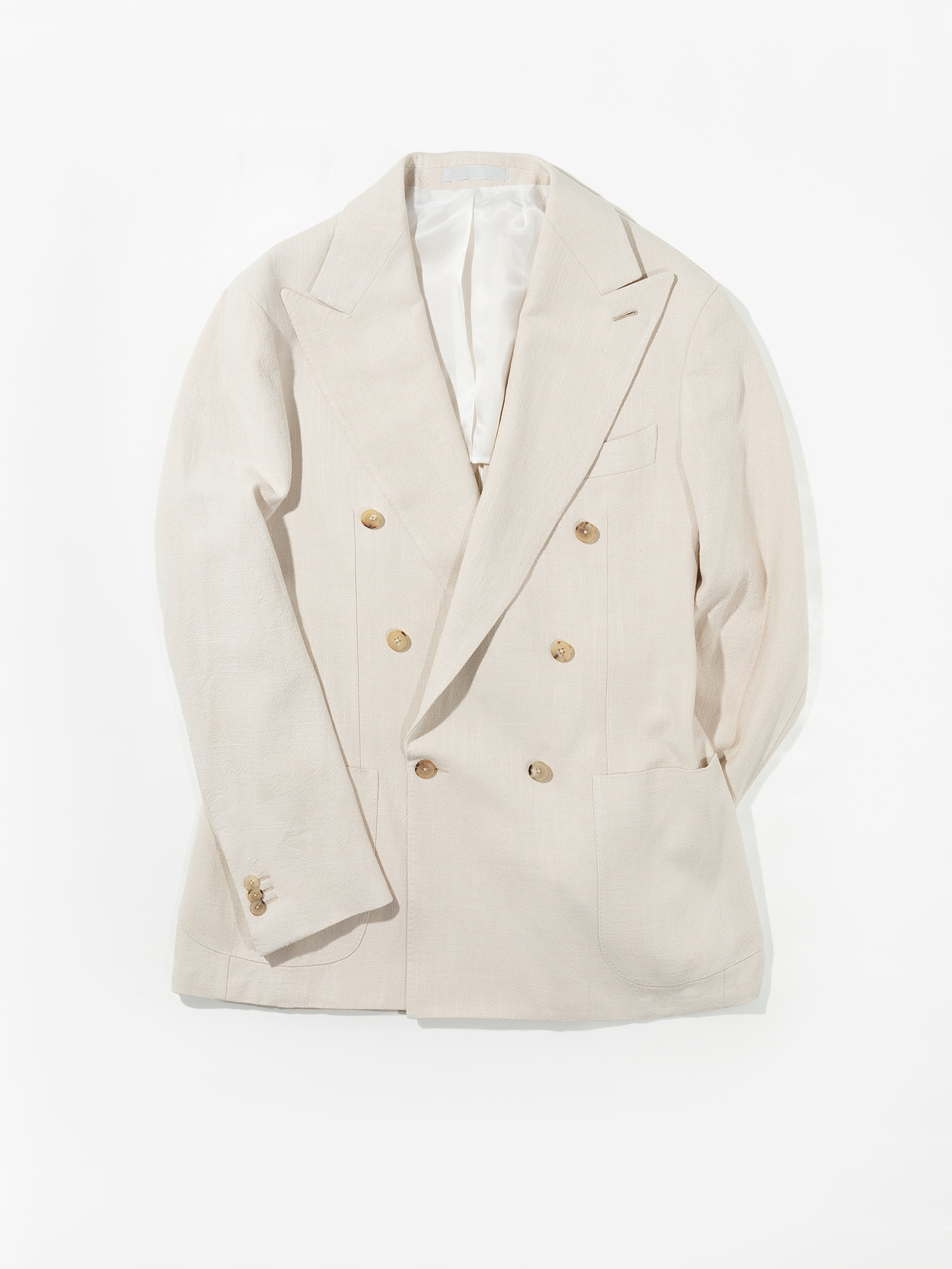Cream Stonewashed Linen Jacket - Grand Le Mar