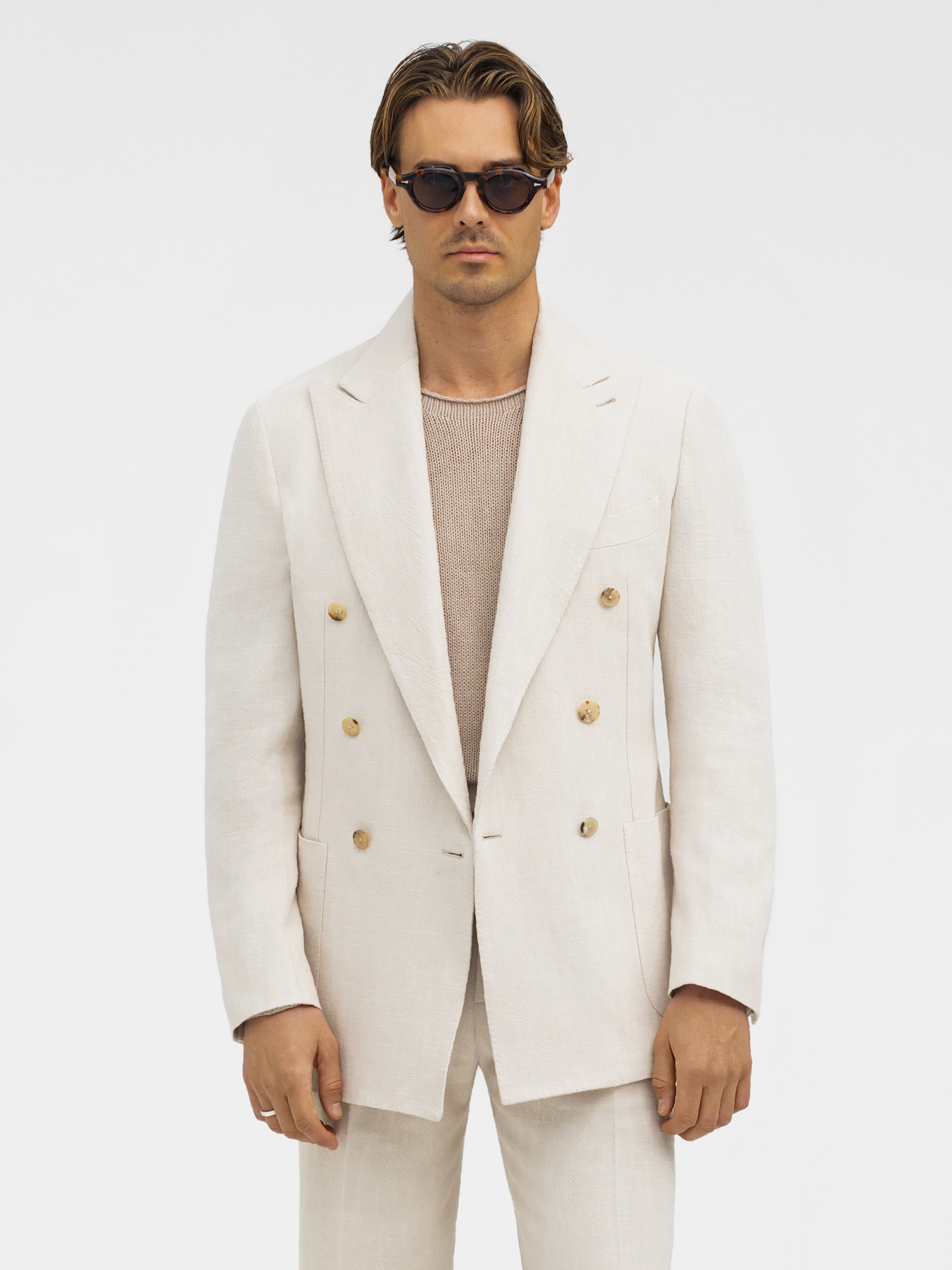 Cream Stonewashed Linen Suit - Grand Le Mar
