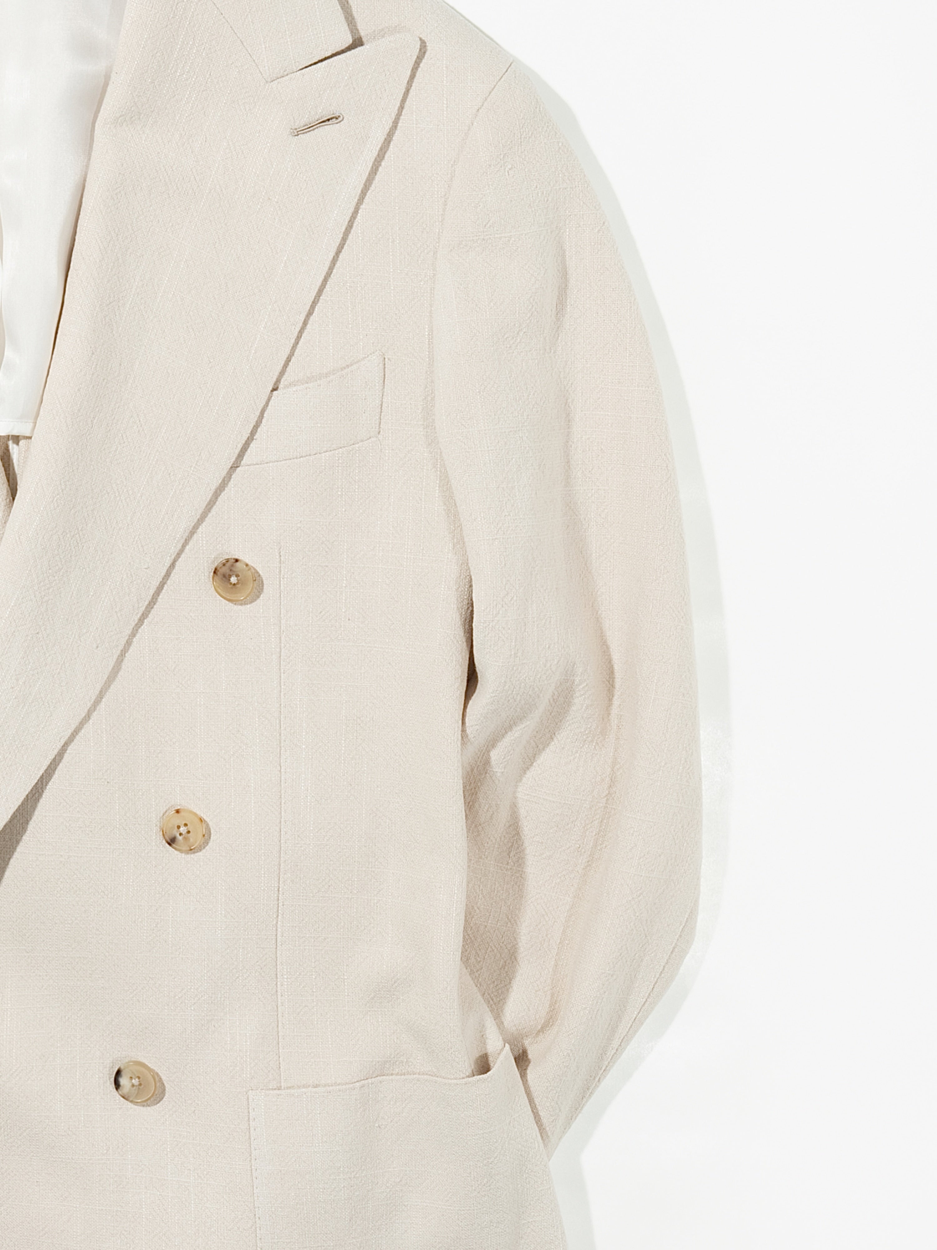 Cream Stonewashed Linen Jacket - Grand Le Mar