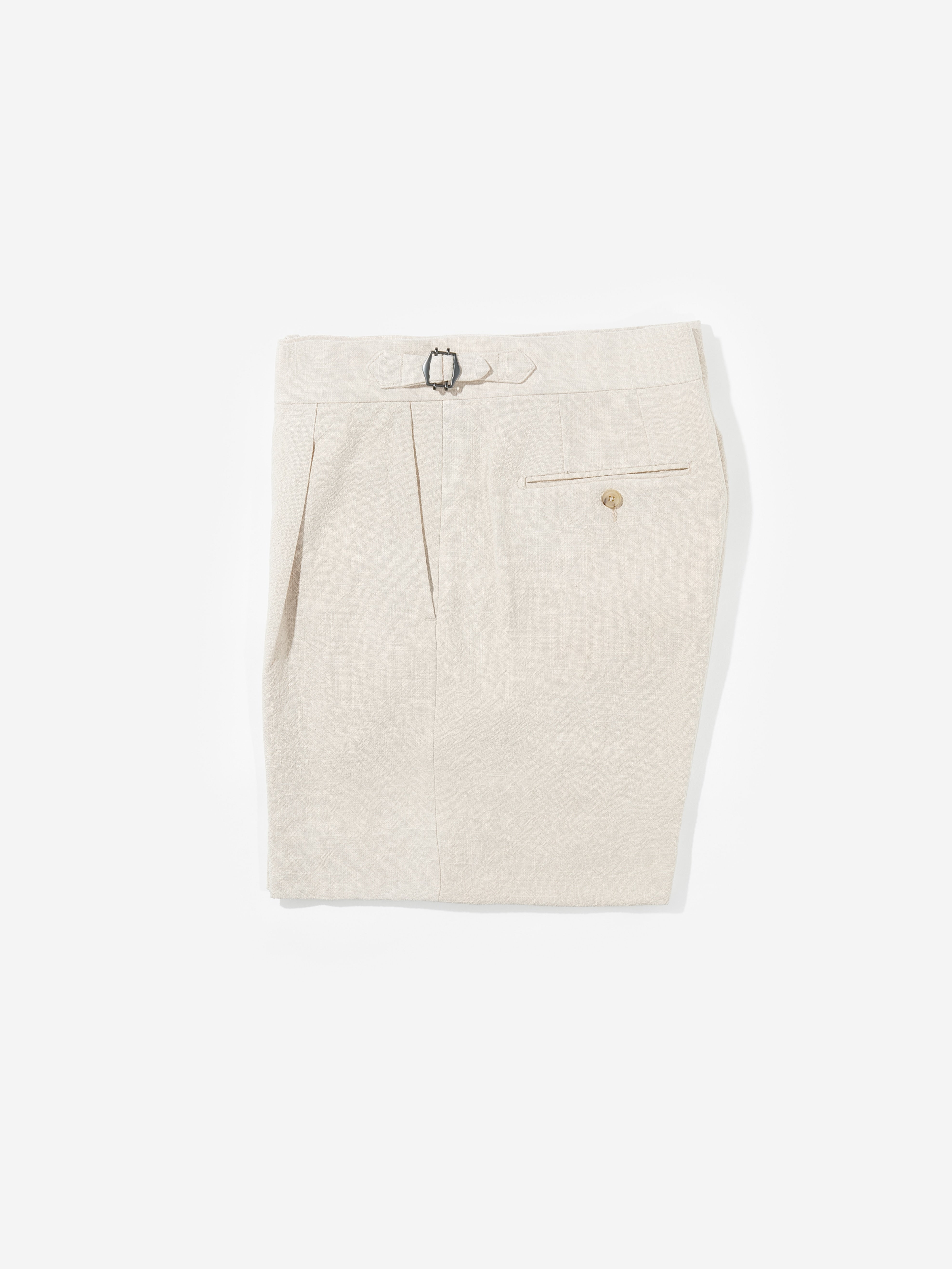 Cream Stonewashed Linen Shorts (Wide Fit) - Grand Le Mar