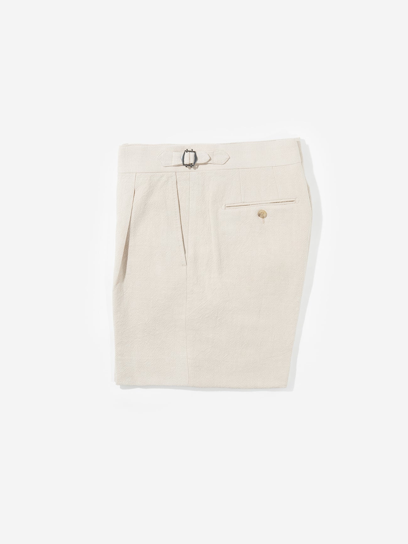 Cream Stonewashed Linen Shorts (Wide Fit) - Grand Le Mar