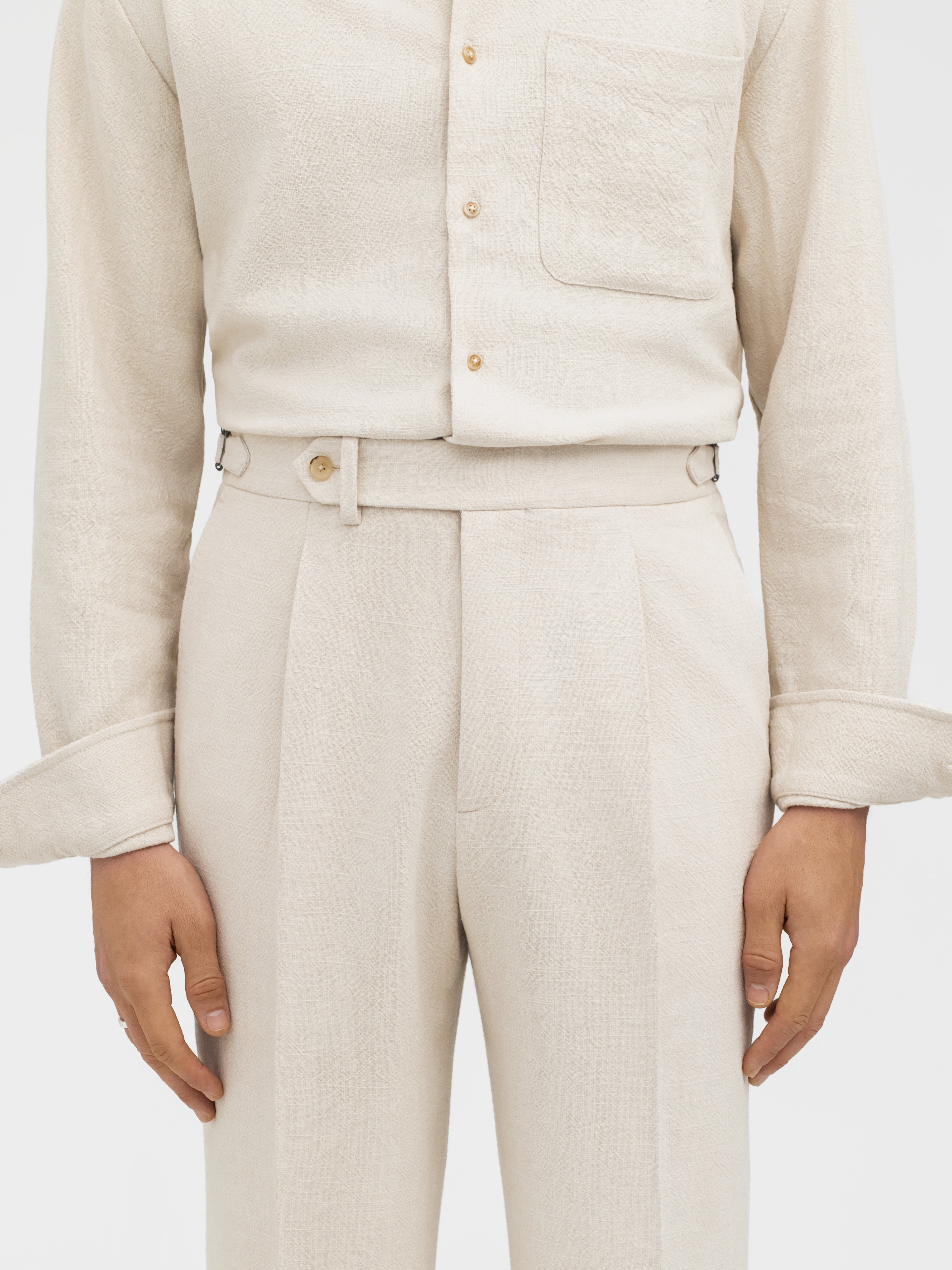 Cream Stonewashed Linen Suit - Grand Le Mar