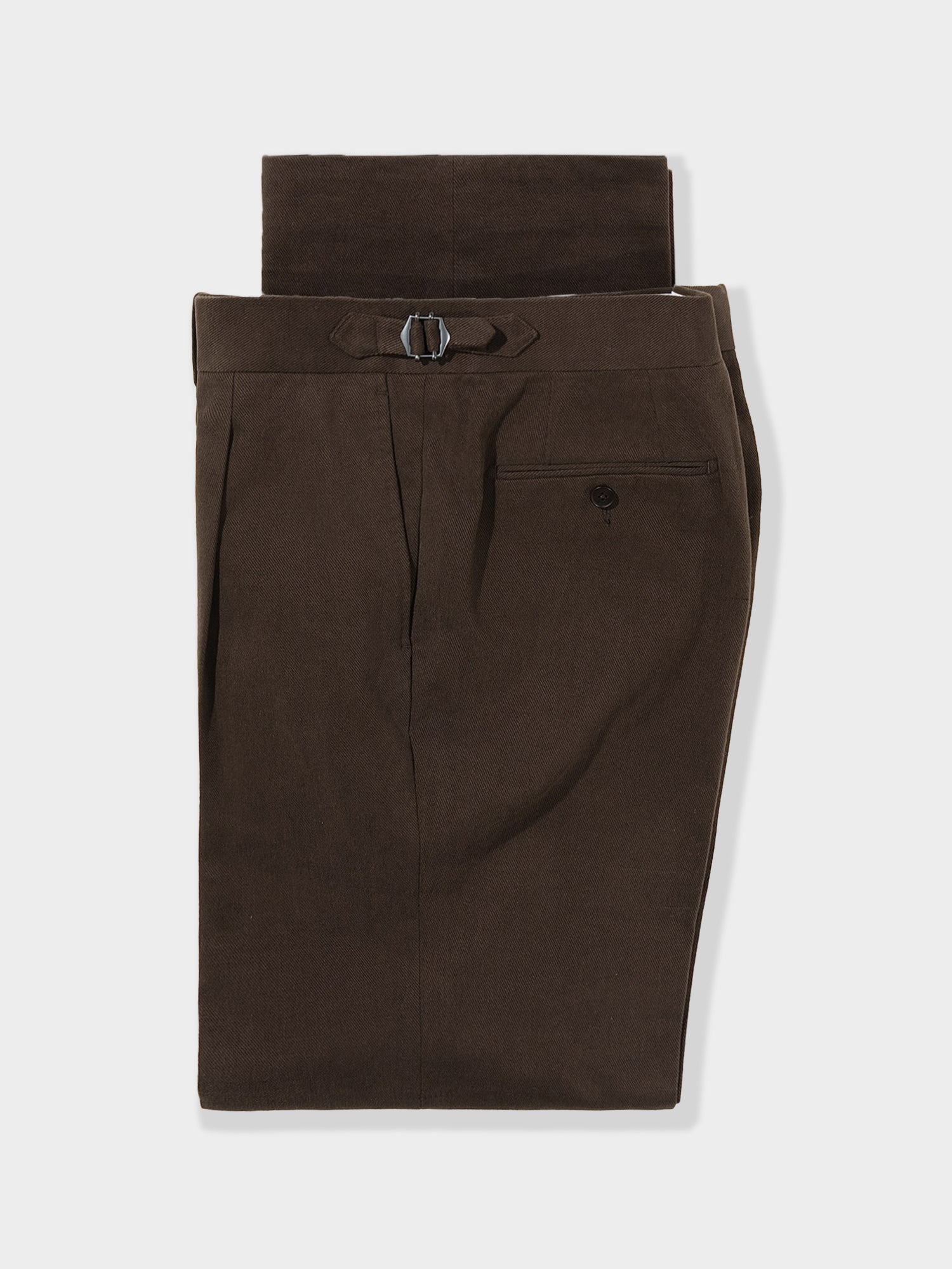 Dark Brown Cotton Trousers (Wide Fit) - Grand Le Mar