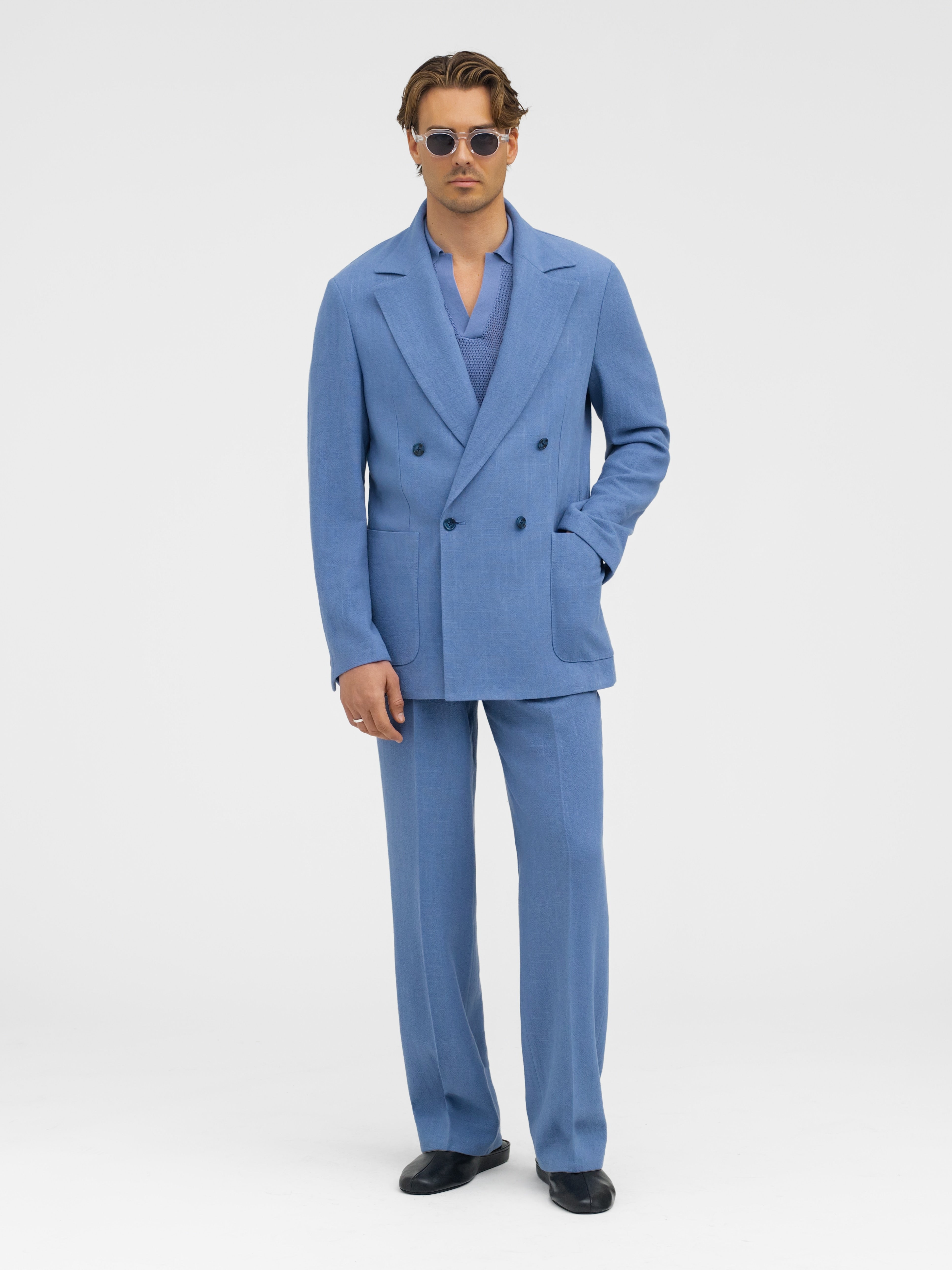 Denim Stonewashed Linen Jacket (Casual Fit) - Grand Le Mar
