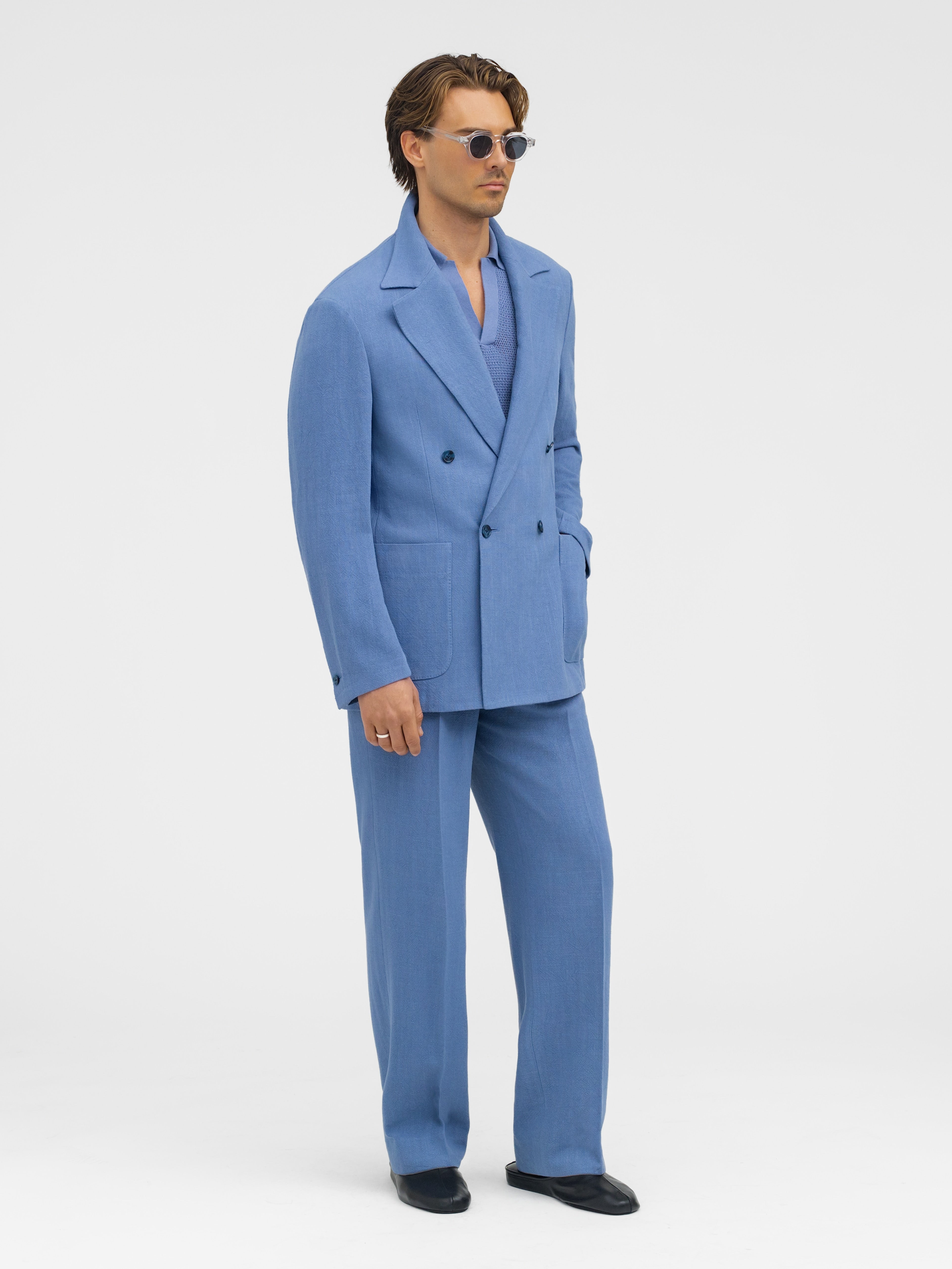 Denim Stonewashed Linen Jacket (Casual Fit) - Grand Le Mar