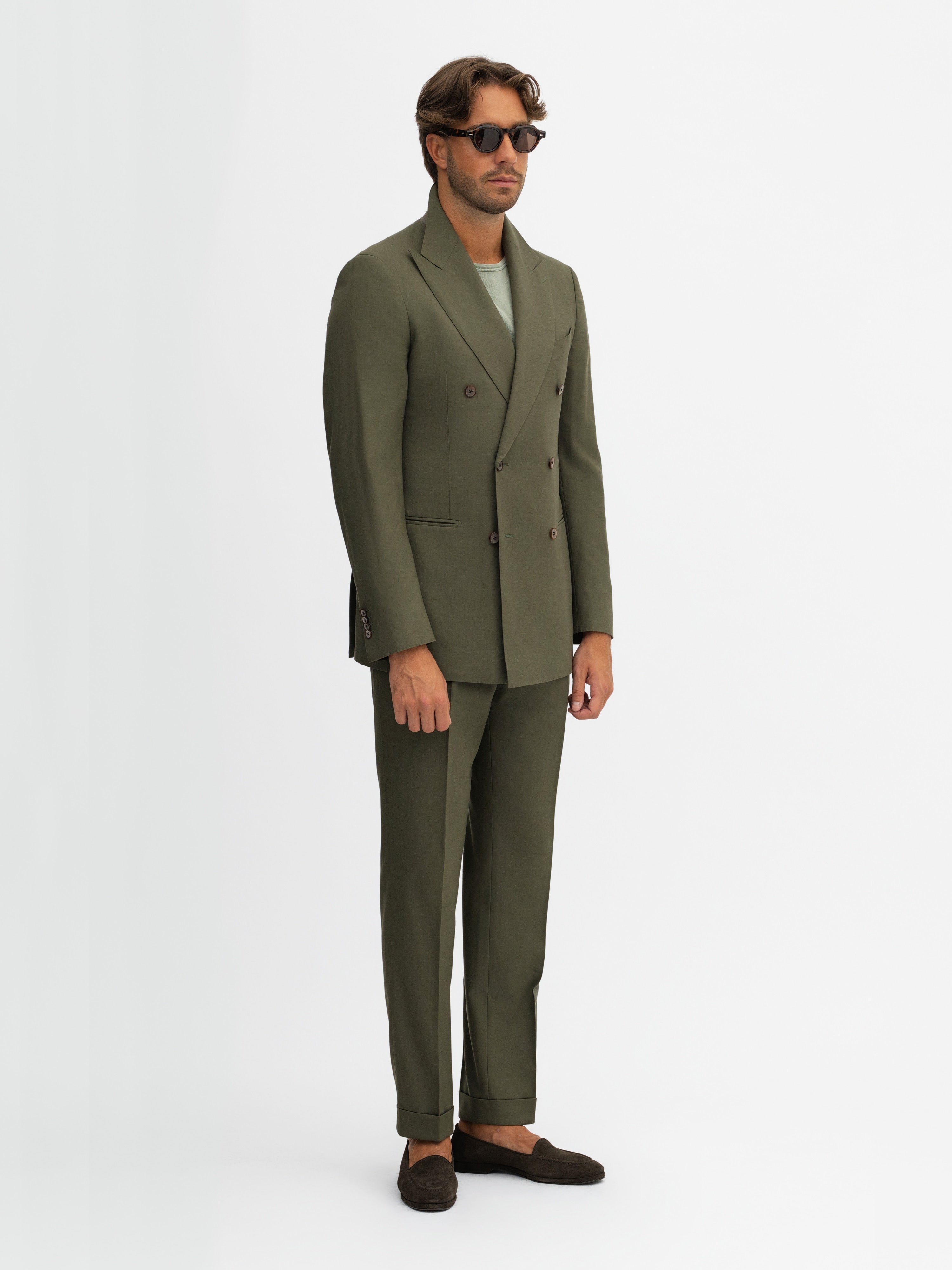 Khaki Green Wool Suit - Grand Le Mar