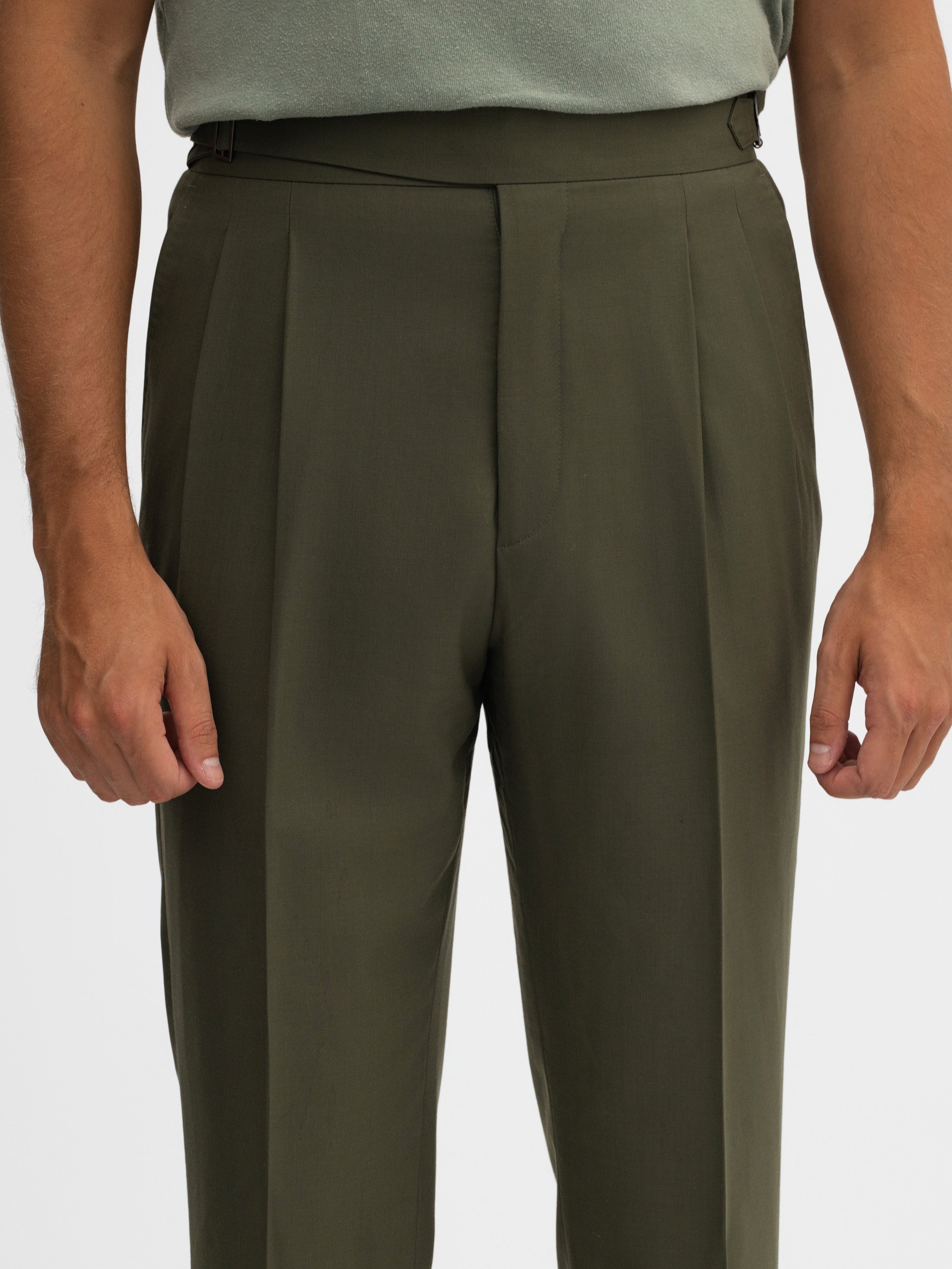 Khaki Green Wool Suit - Grand Le Mar