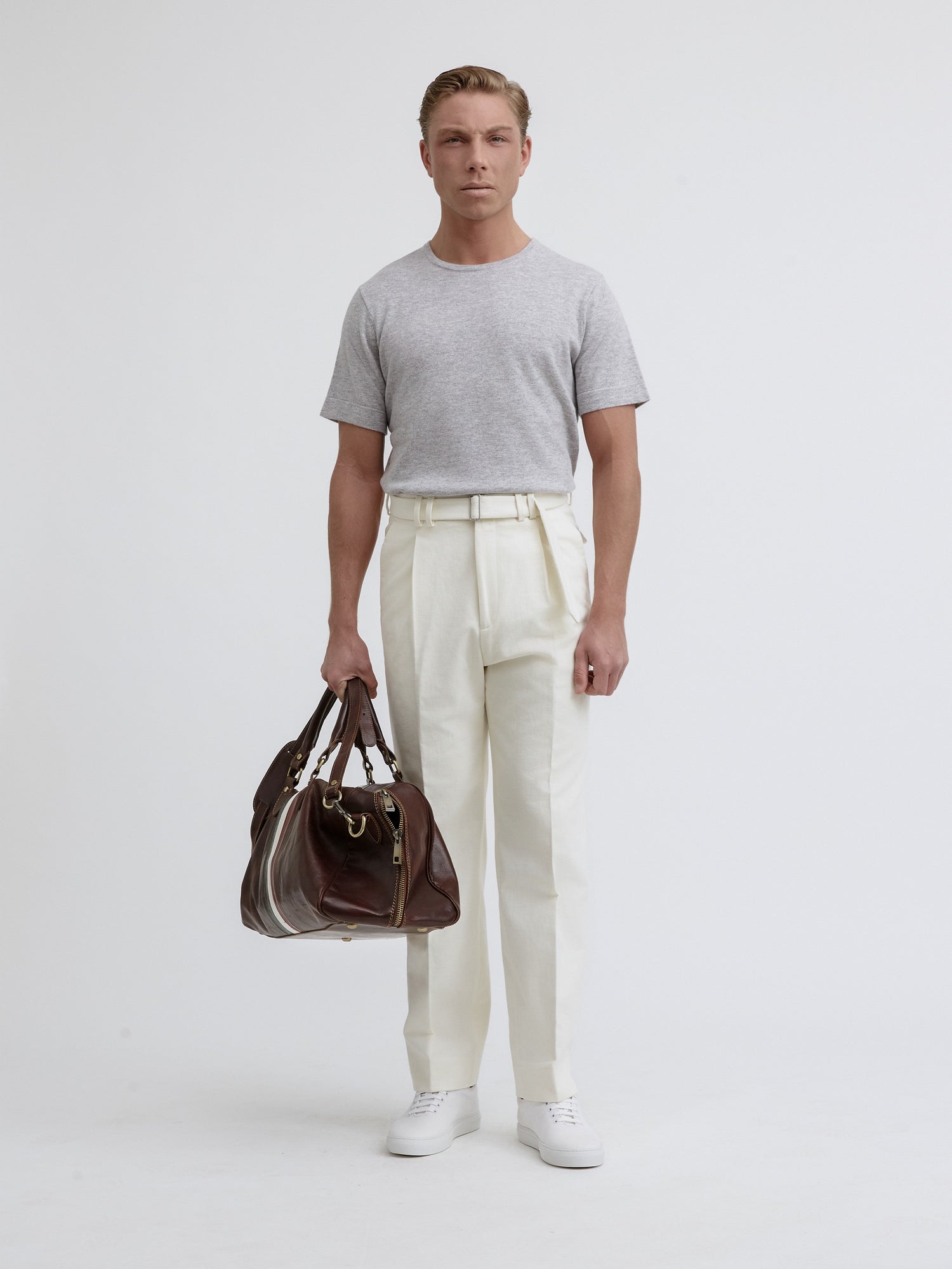Grey Merino Wool Cashmere T-shirt - Grand Le Mar