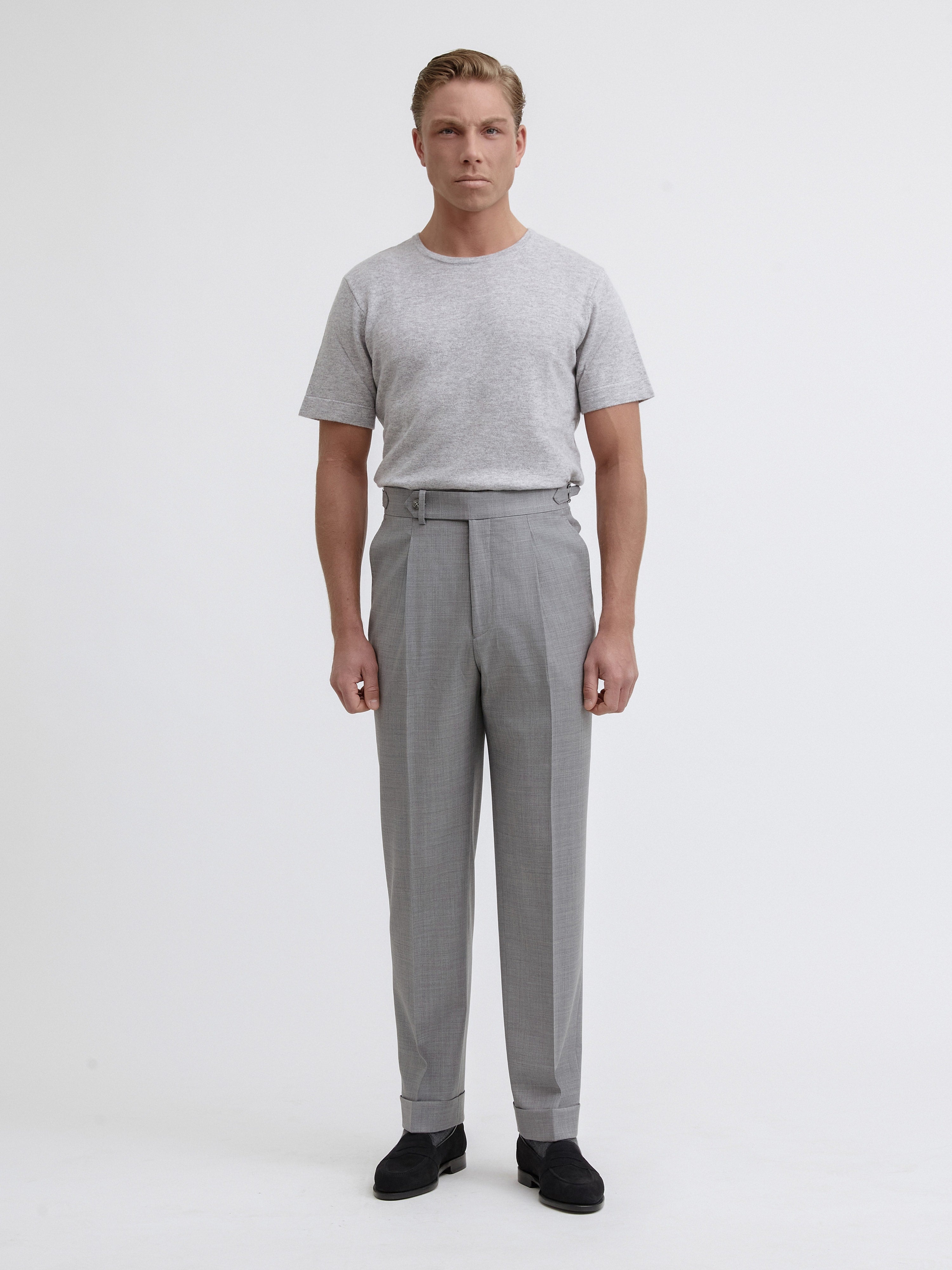 Grey Wool Trousers (Tapered Fit) - Grand Le Mar