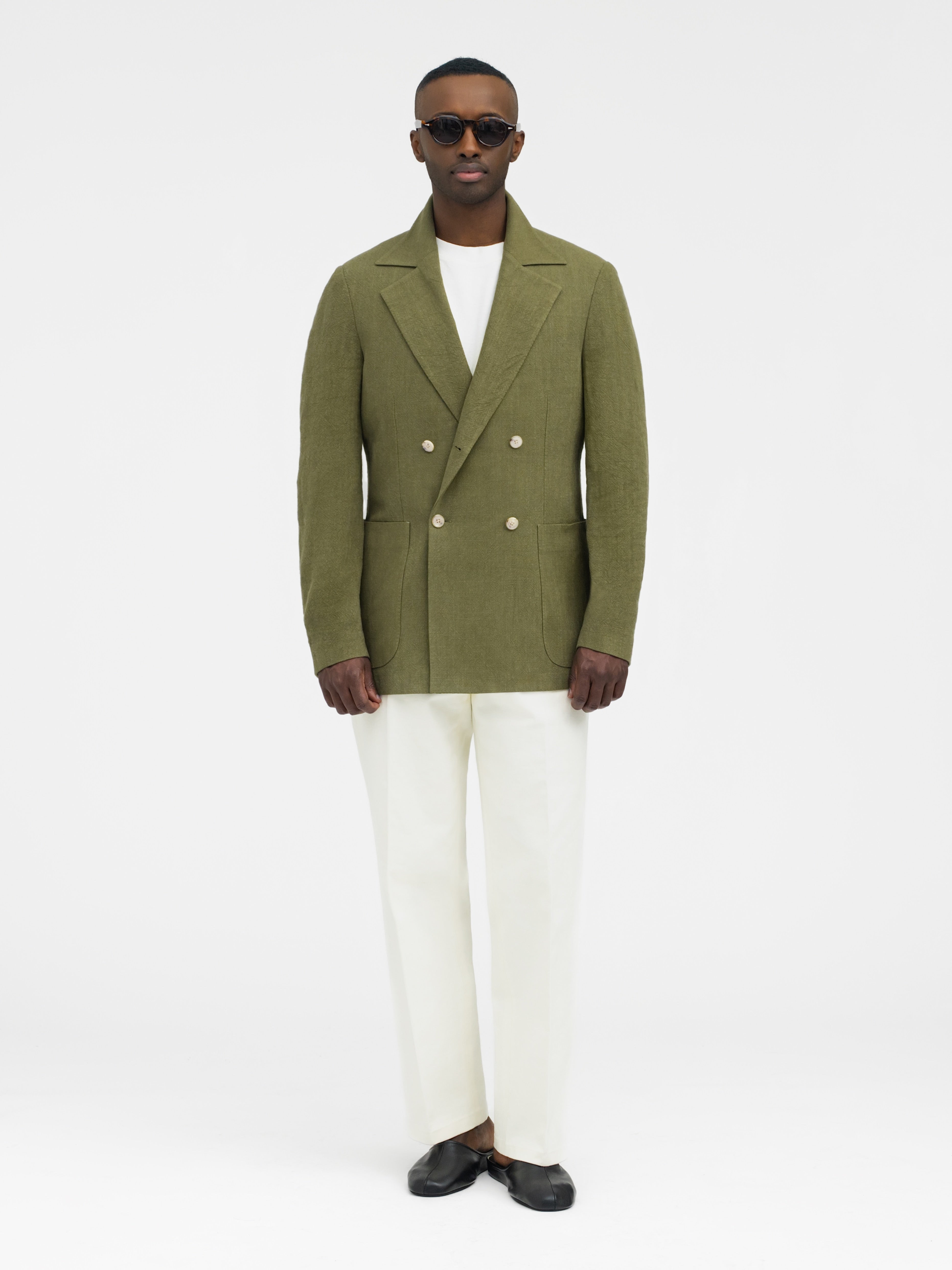 Khaki Stonewashed Linen Jacket - Grand Le Mar