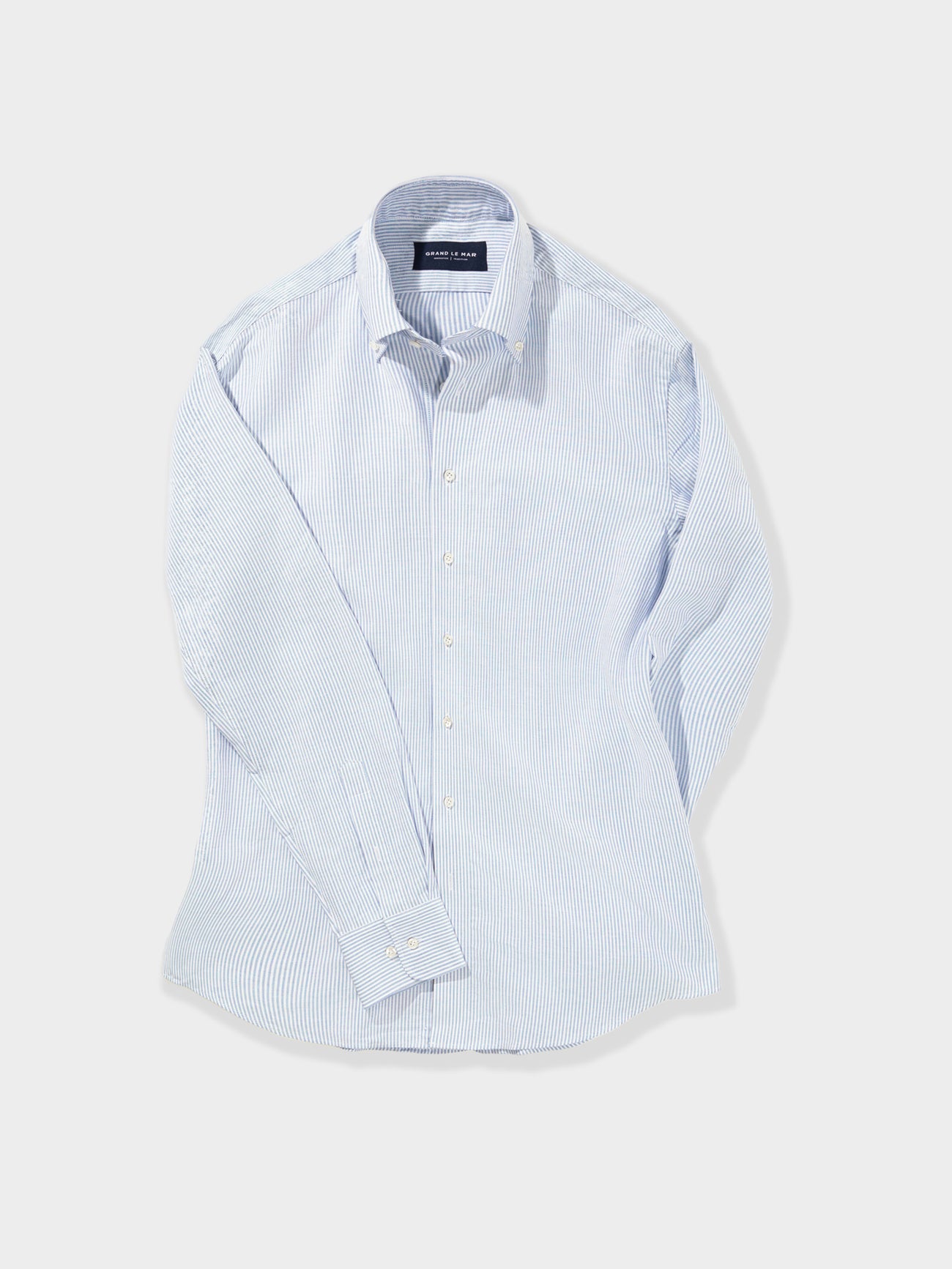 Light Blue Striped Oxford Button-Down Shirt - Grand Le Mar