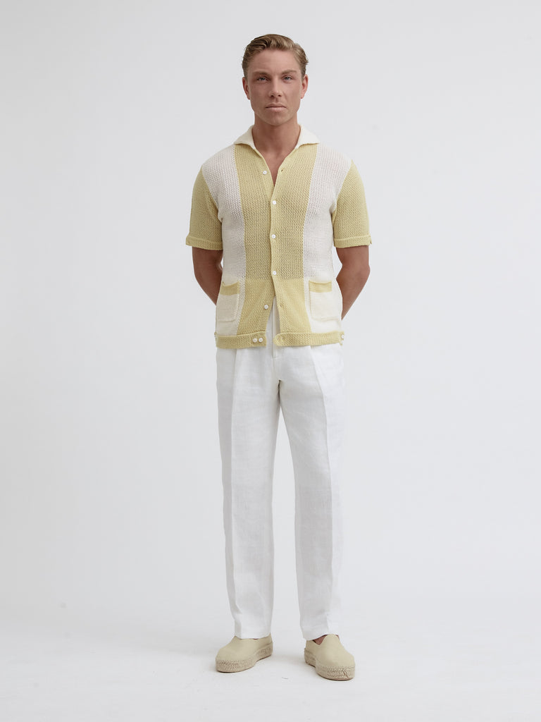 【美品】MARGA SAILOR SUMMER KNIT Jacquard V-neck Knit Sailor Collar Wool-blend Long Sleeve