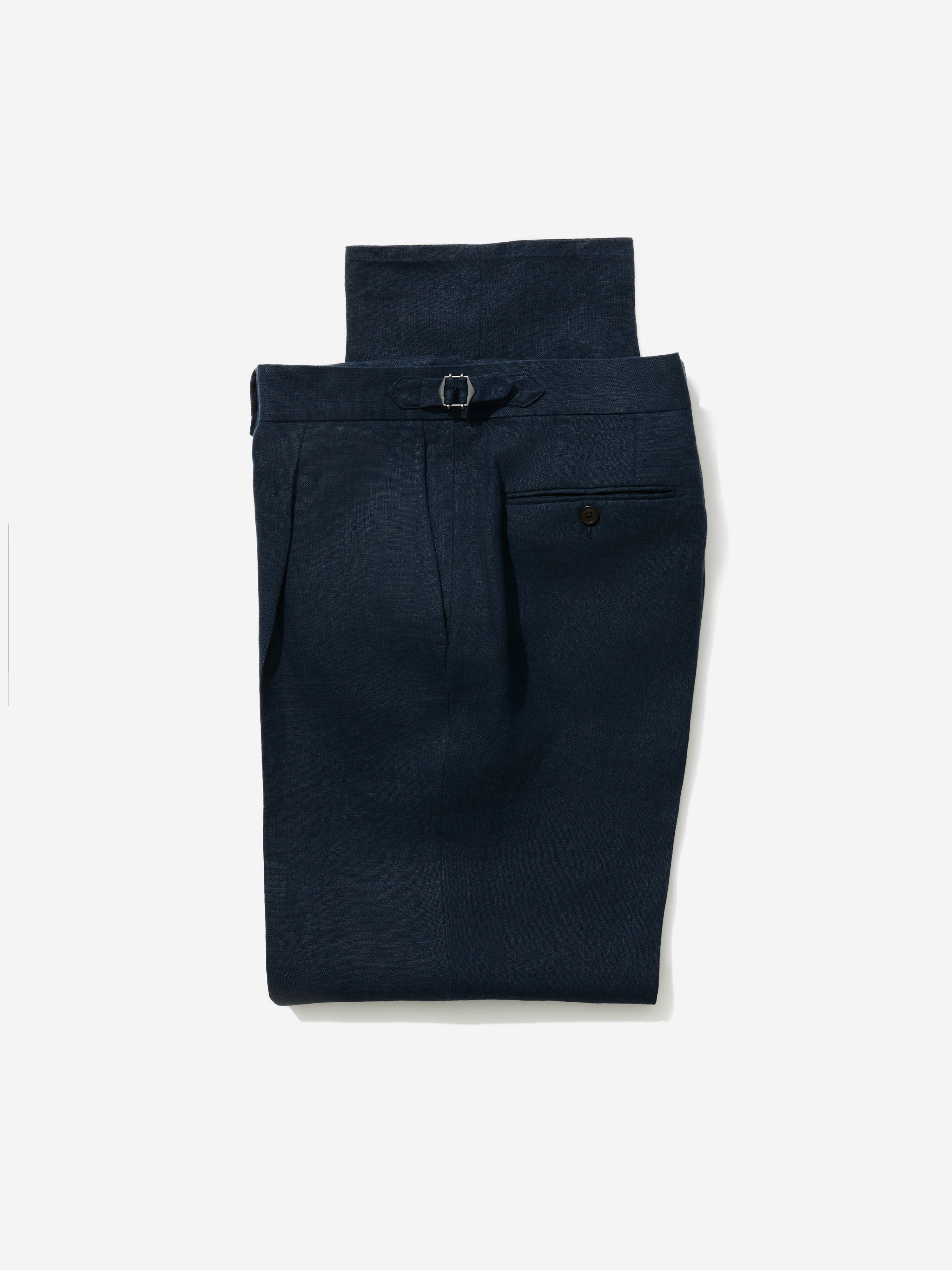 Navy Linen Trousers (Straight Fit) SS24 - Grand Le Mar