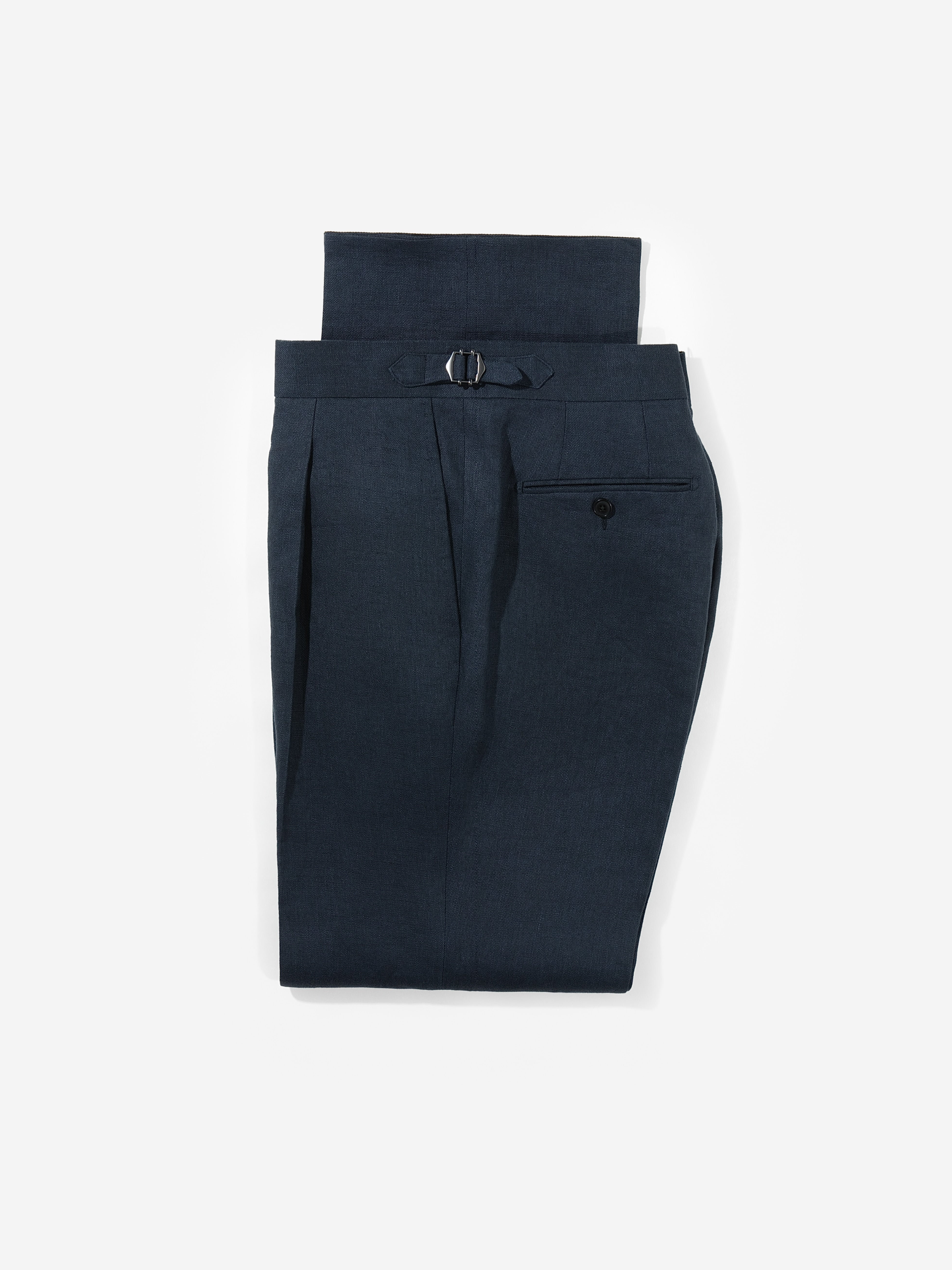 Navy Linen Trousers (Wide Fit) - Grand Le Mar