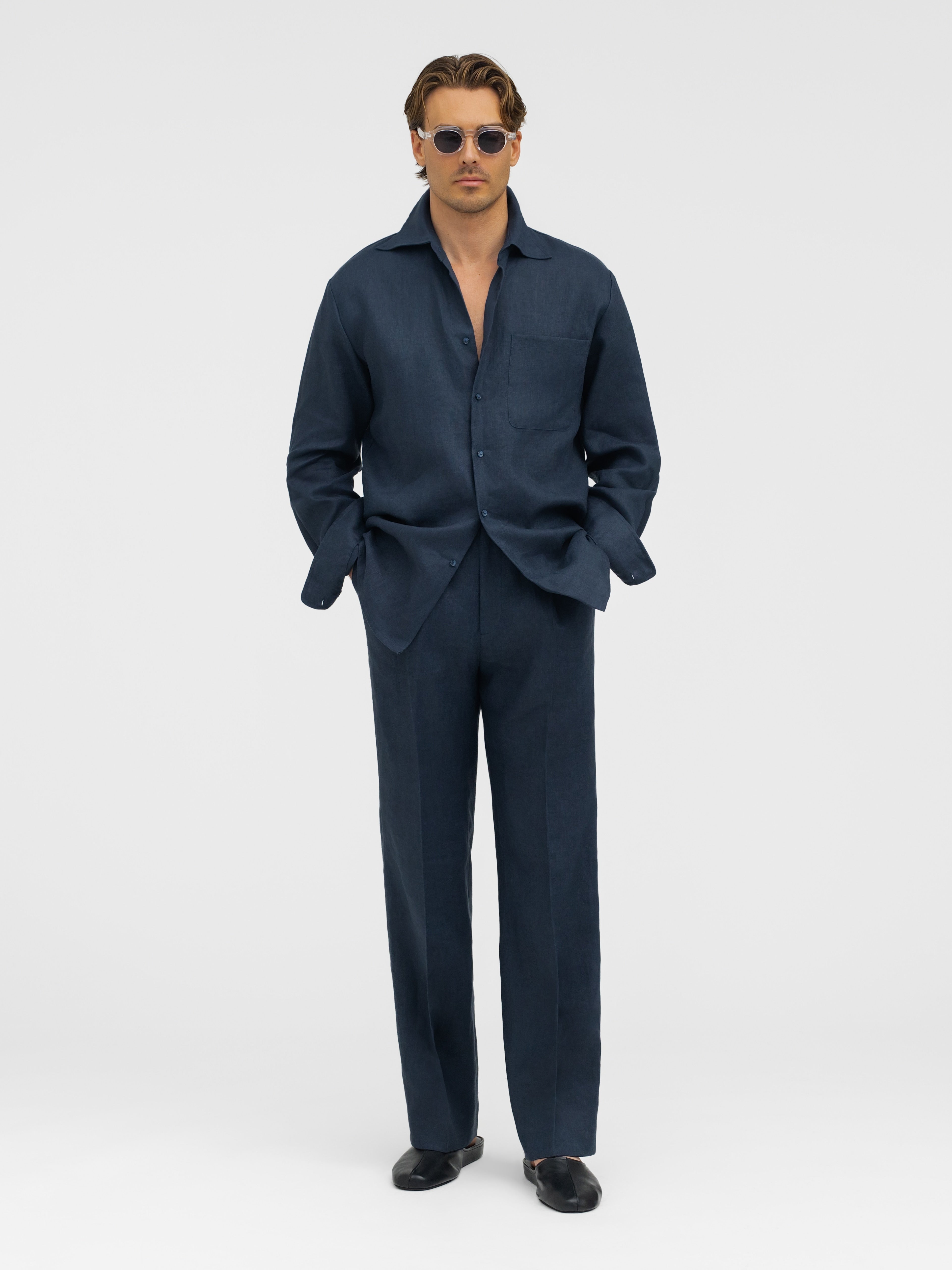 Navy Linen Shirt - Grand Le Mar