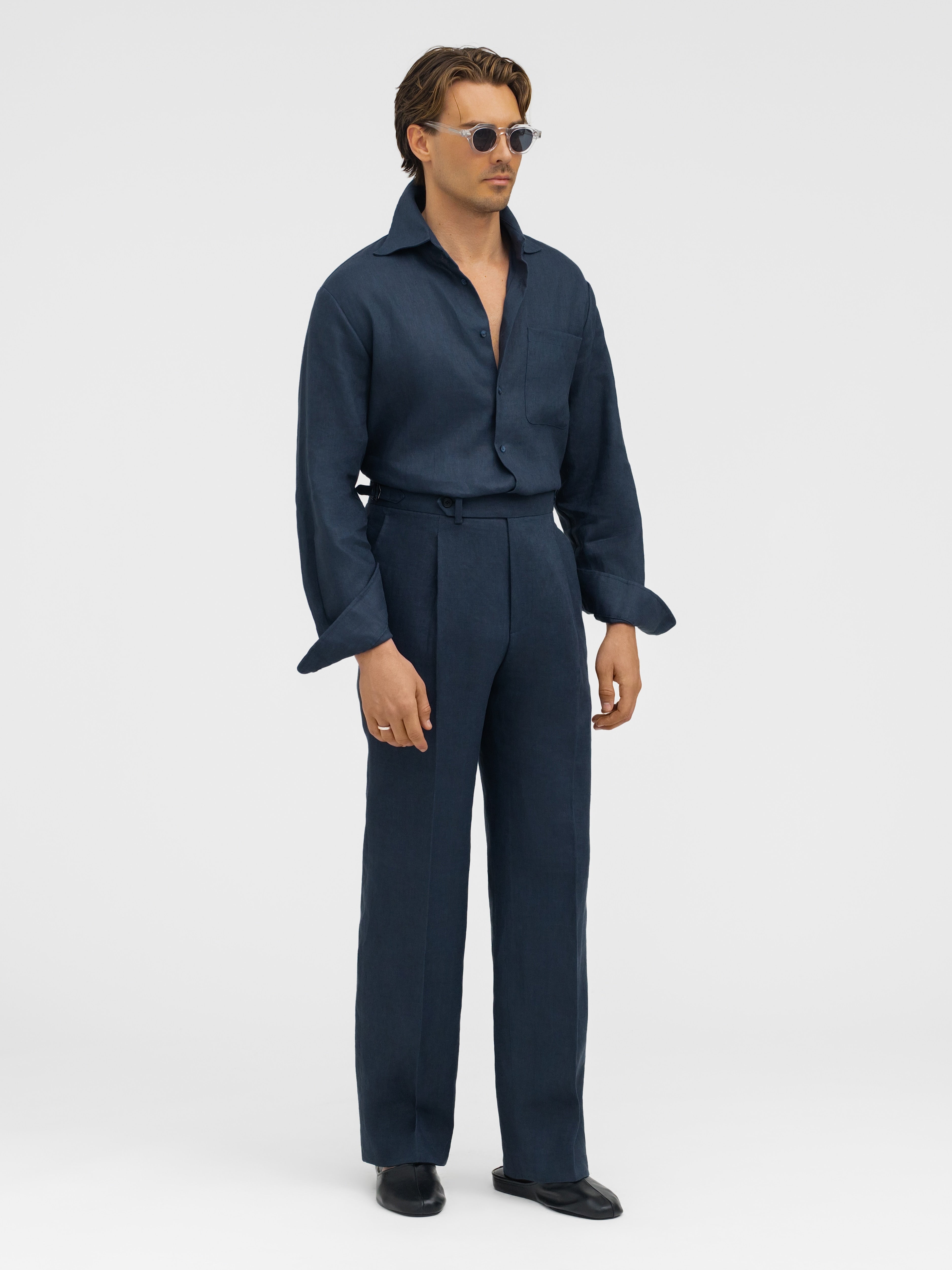 Navy Linen Shirt - Grand Le Mar
