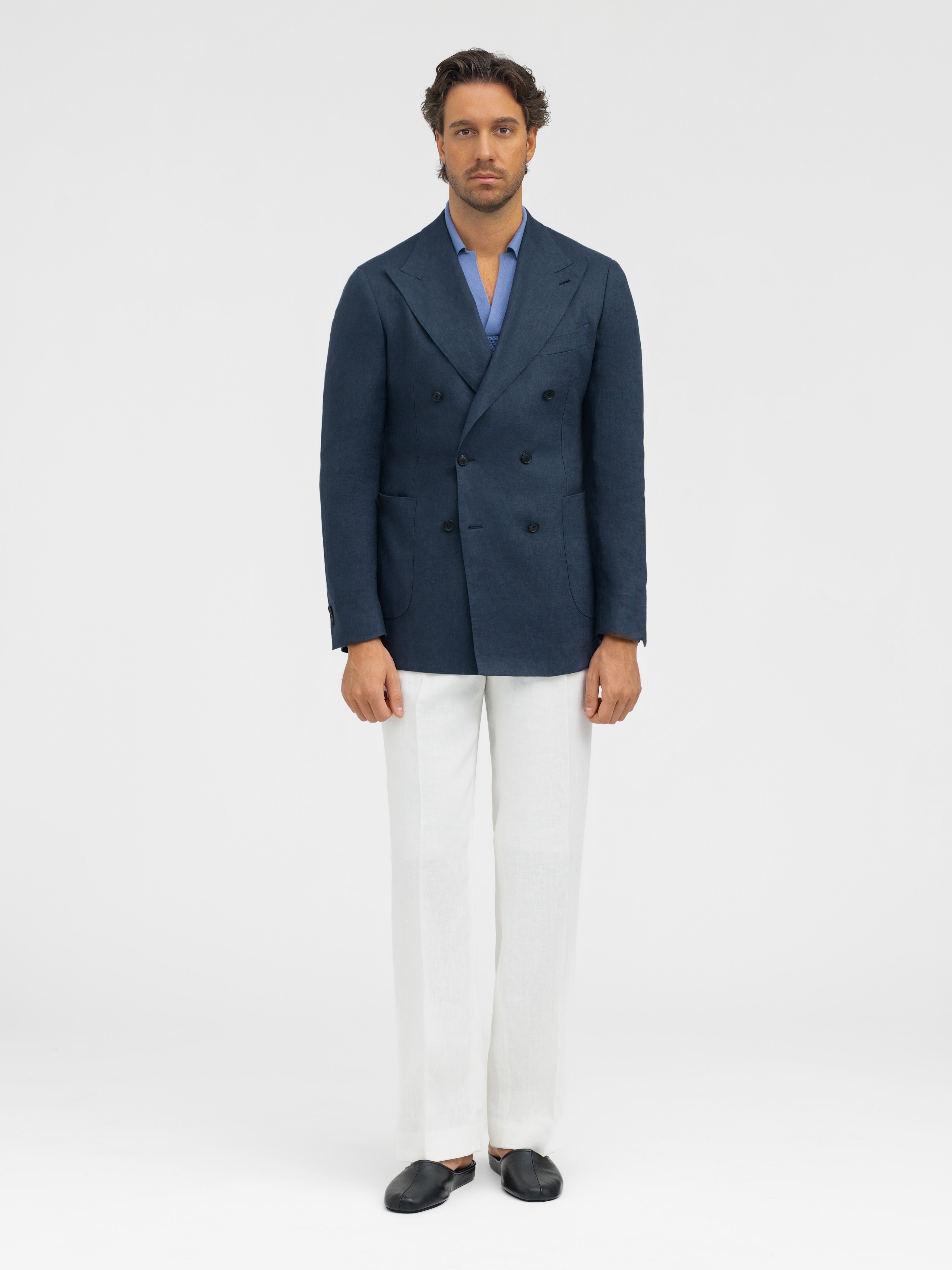 Navy Linen Jacket (DB) - Grand Le Mar