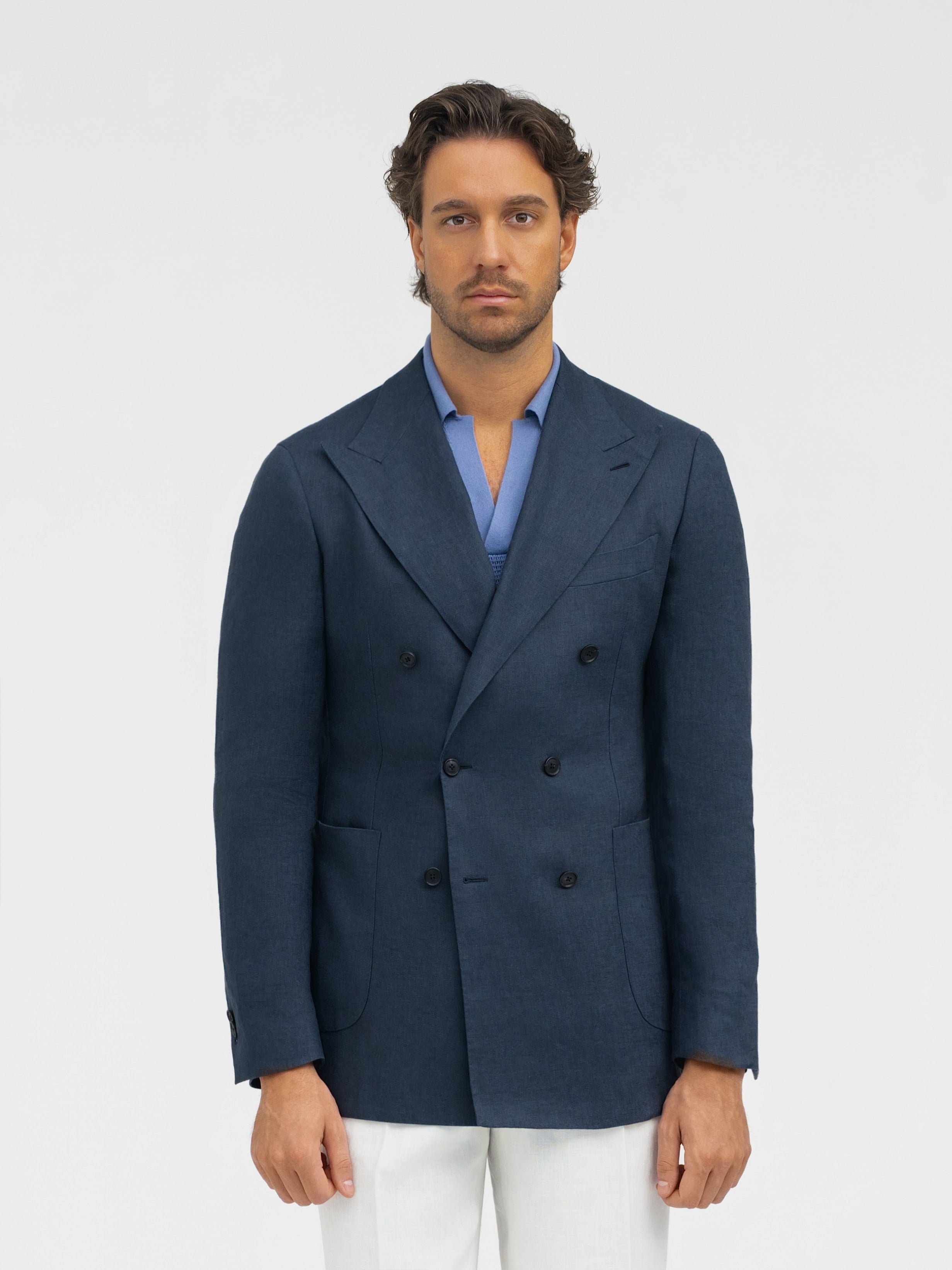 Navy Linen Jacket (DB) - Grand Le Mar