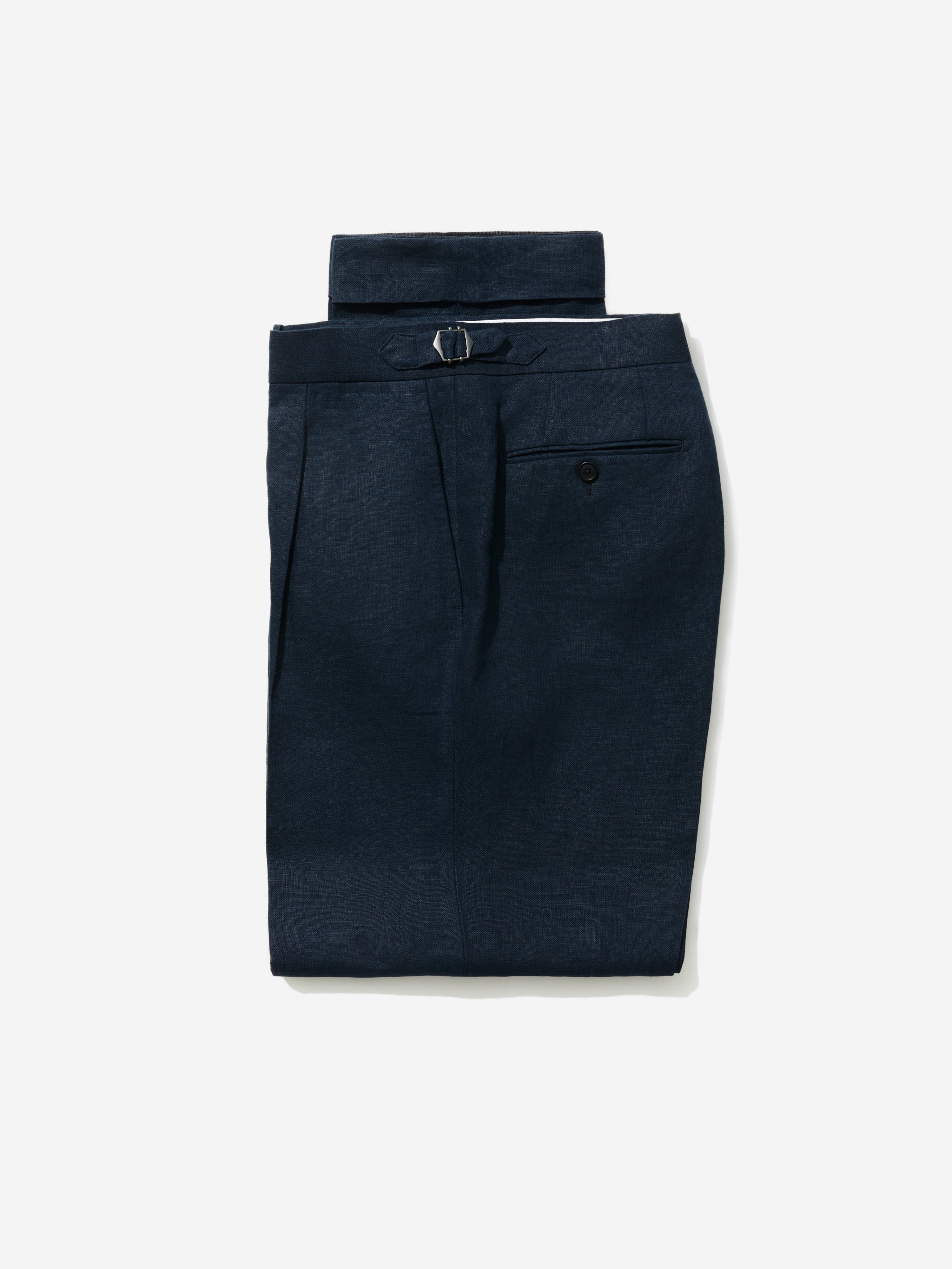 Navy Linen Trousers (Straight Fit) - Grand Le Mar