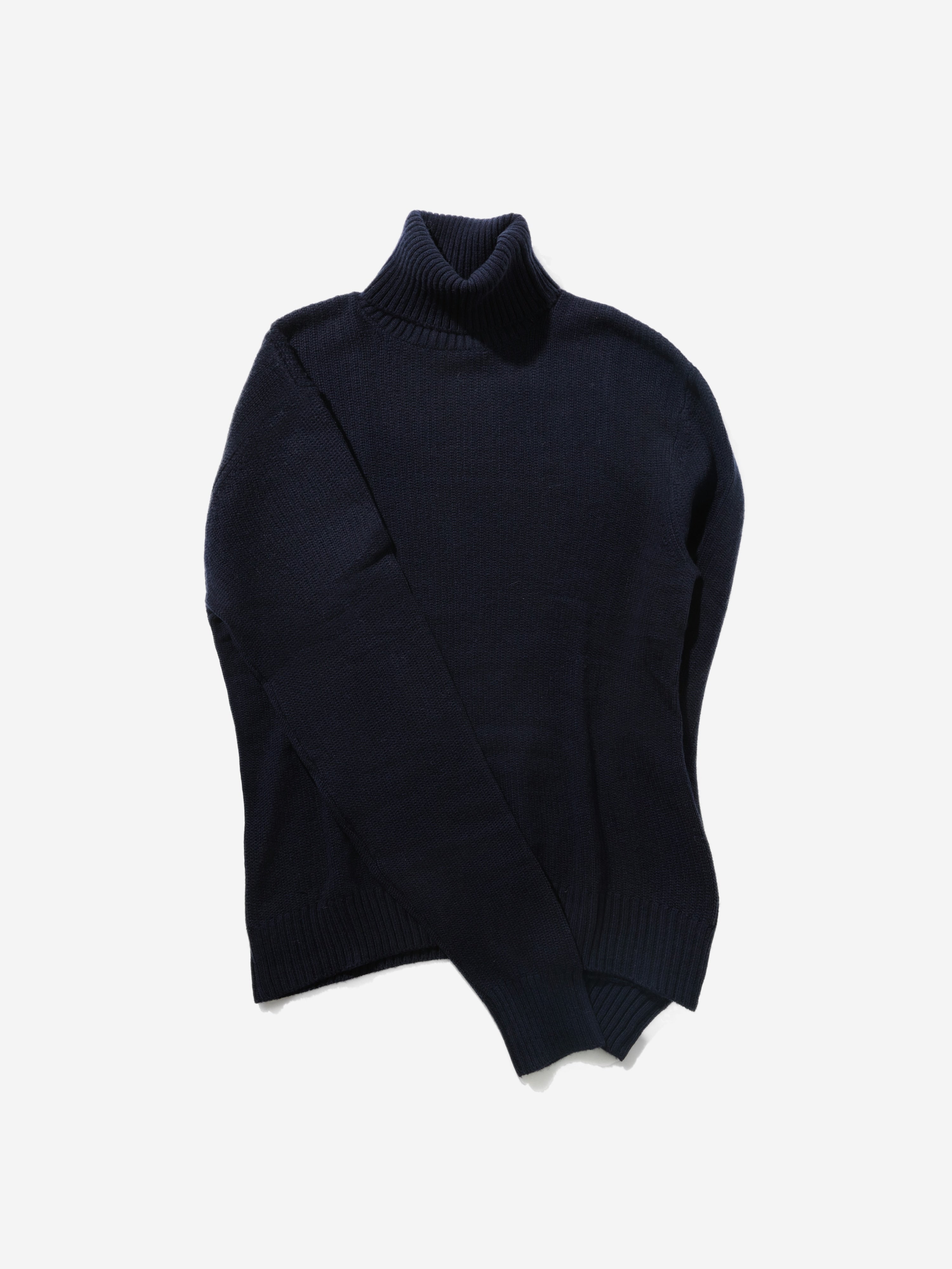 Navy Merino Wool Cashmere Turtleneck - Grand Le Mar