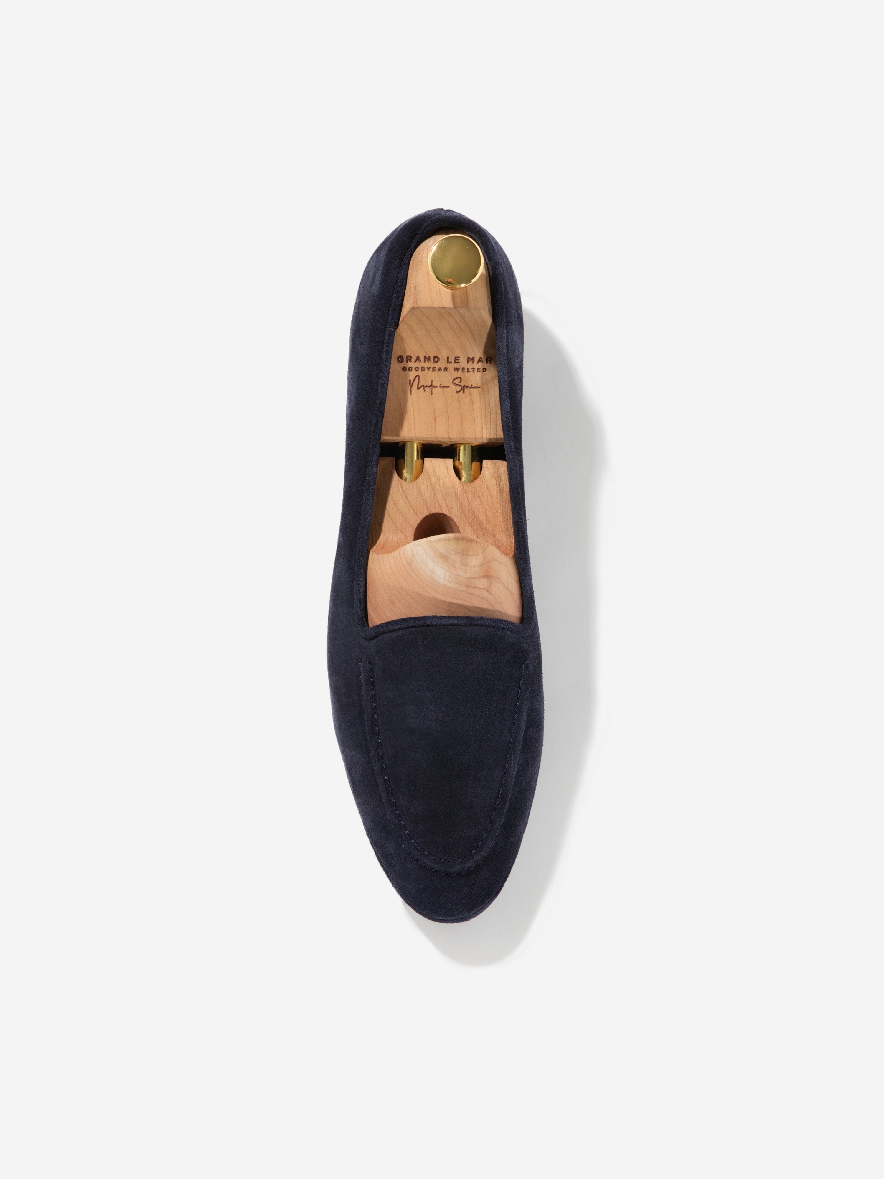 Navy Suede Belgian Loafers - Grand Le Mar