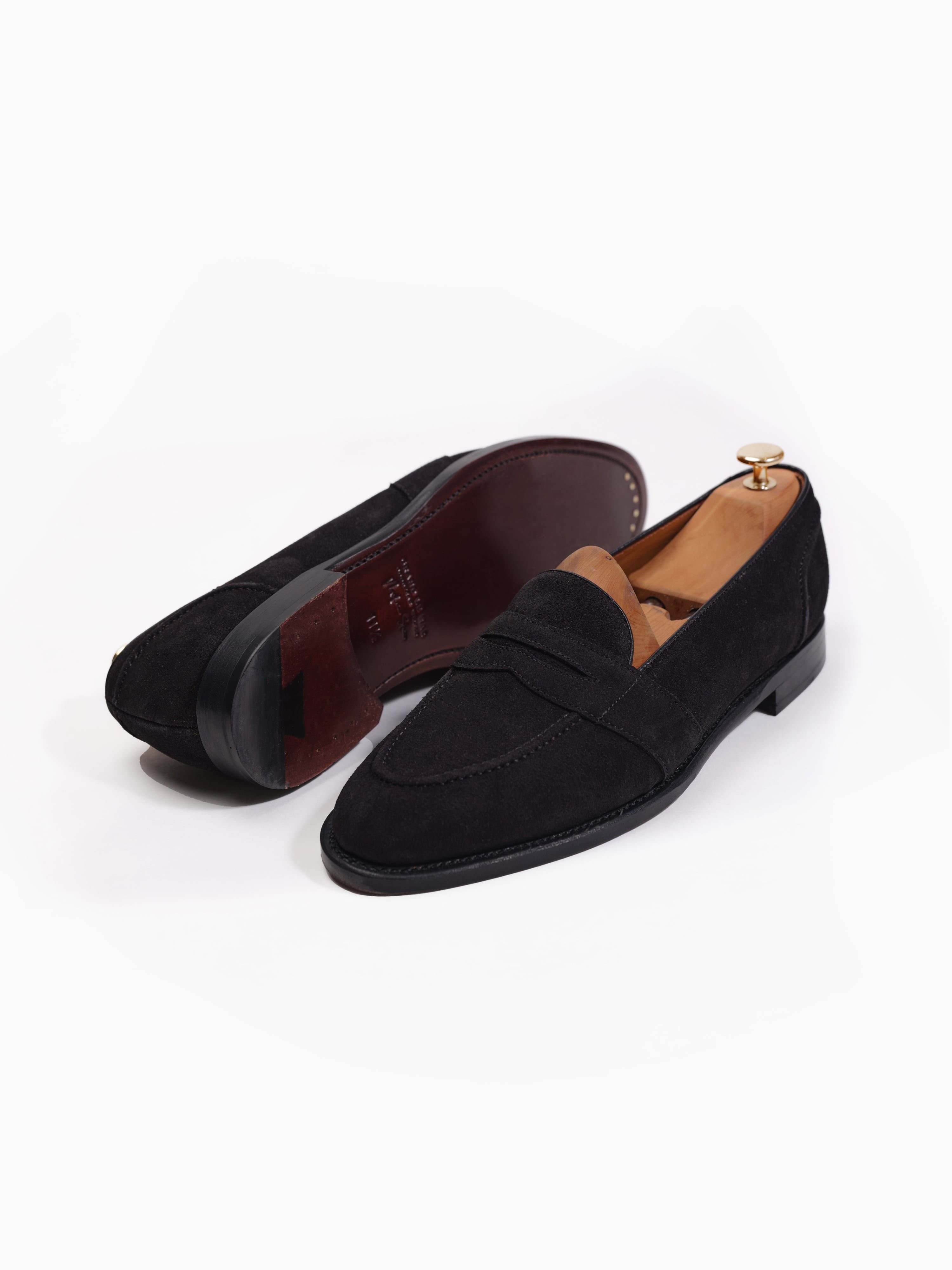 Penny Loafers Black Suede - Grand Le Mar