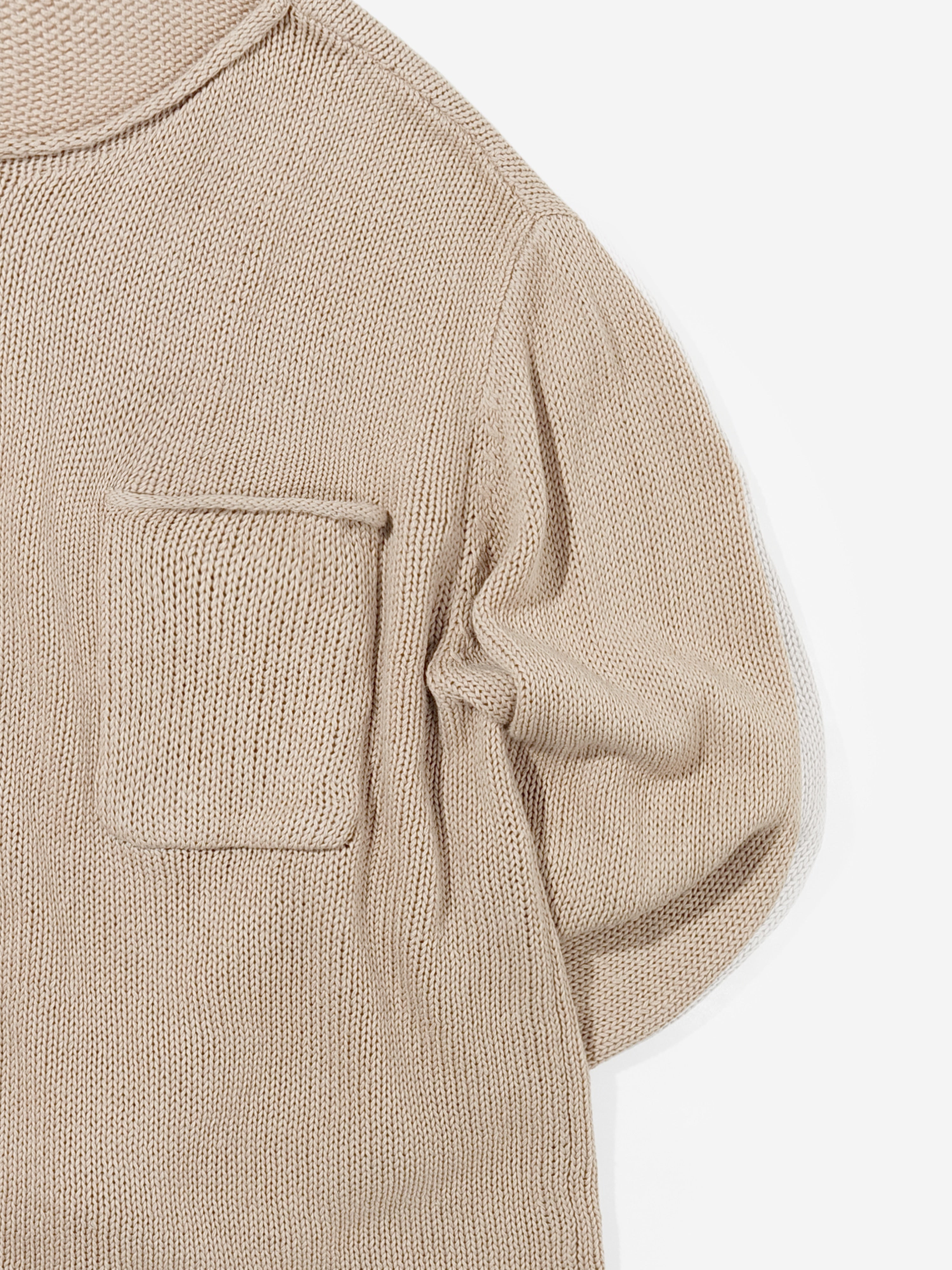 Taupe Cotton Linen Roll Neck - Grand Le Mar