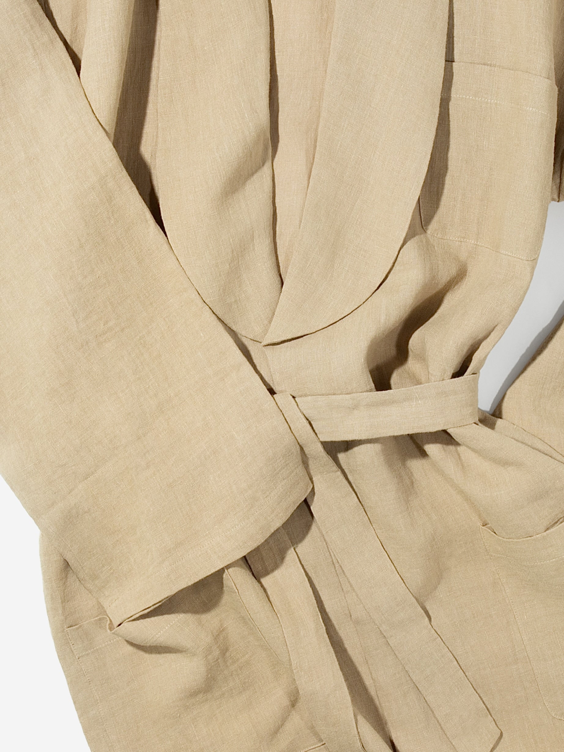 Taupe Linen Robe - Grand Le Mar