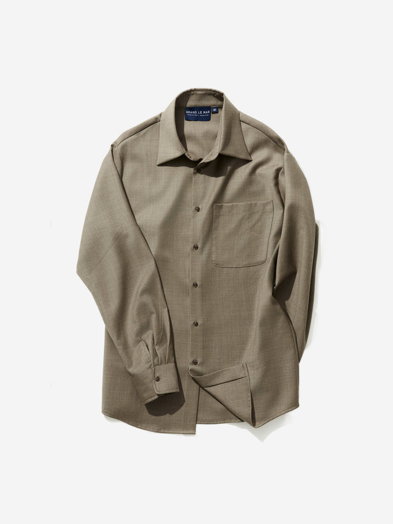 『TEN WOOL SHIRT XL』 Grand-Le-Mar-Taupe-S130-Wool-