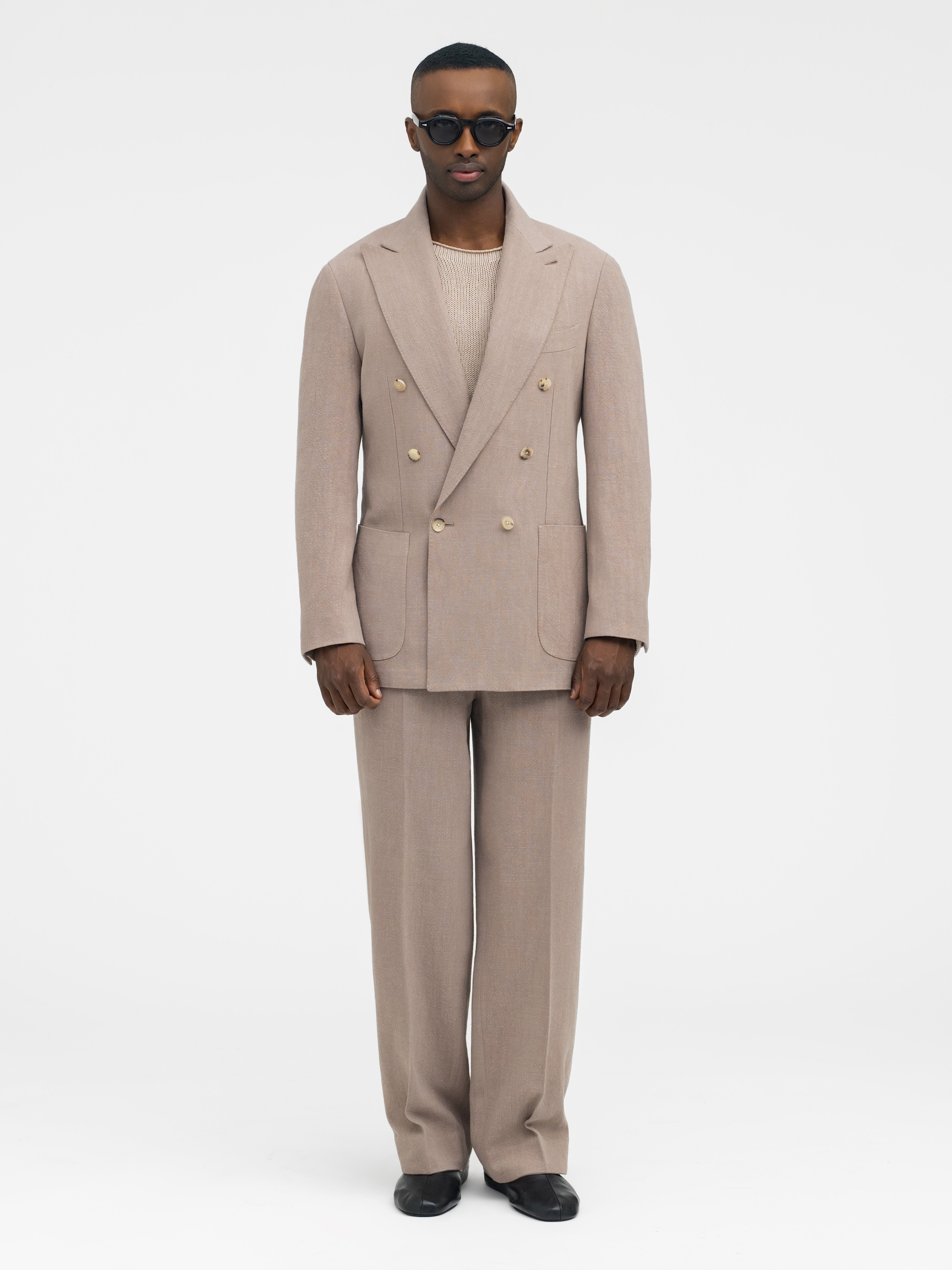 Stone Stonewashed Linen Suit - Grand Le Mar