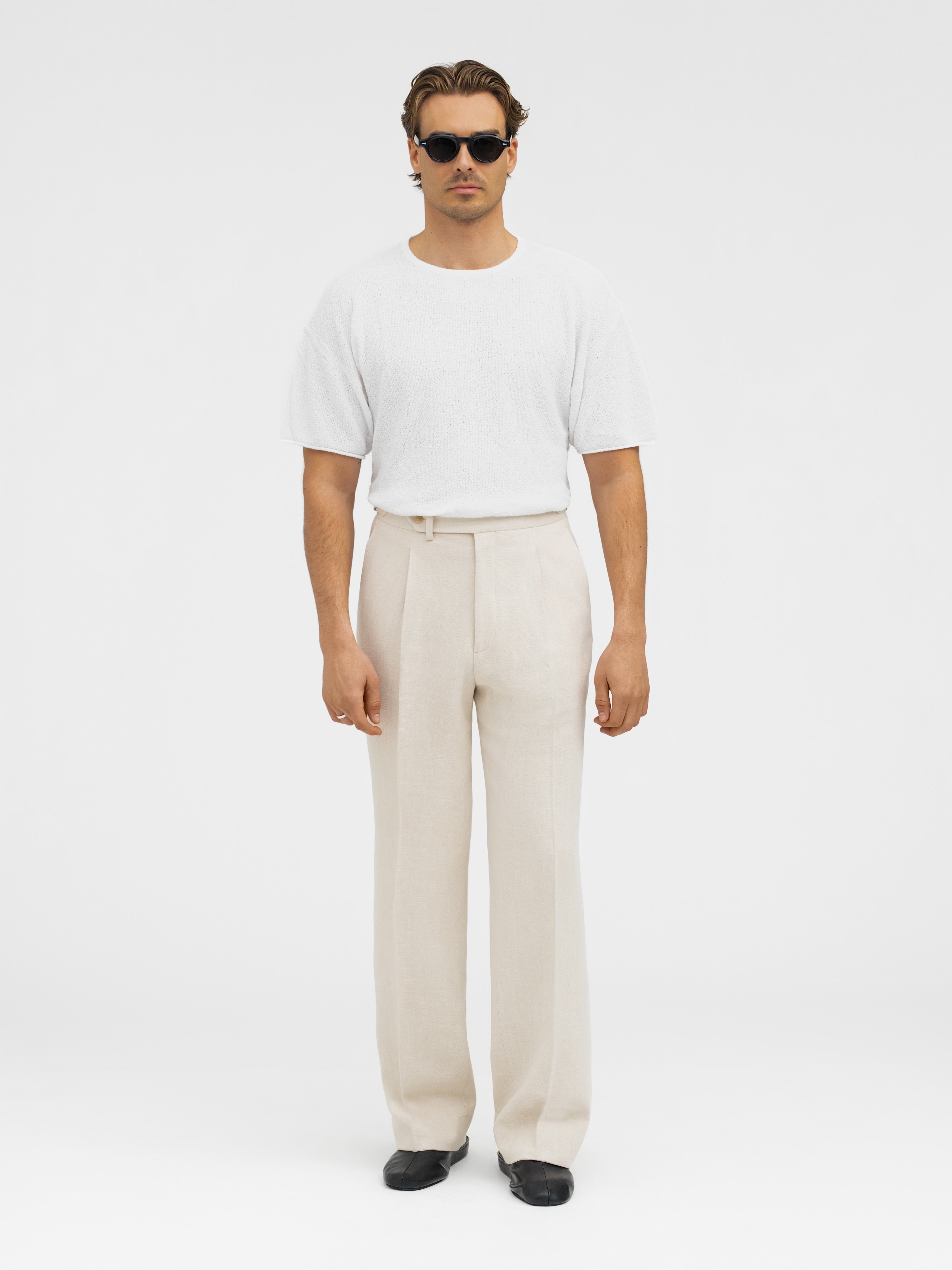 White Oversized Bouclé T-Shirt - Grand Le Mar