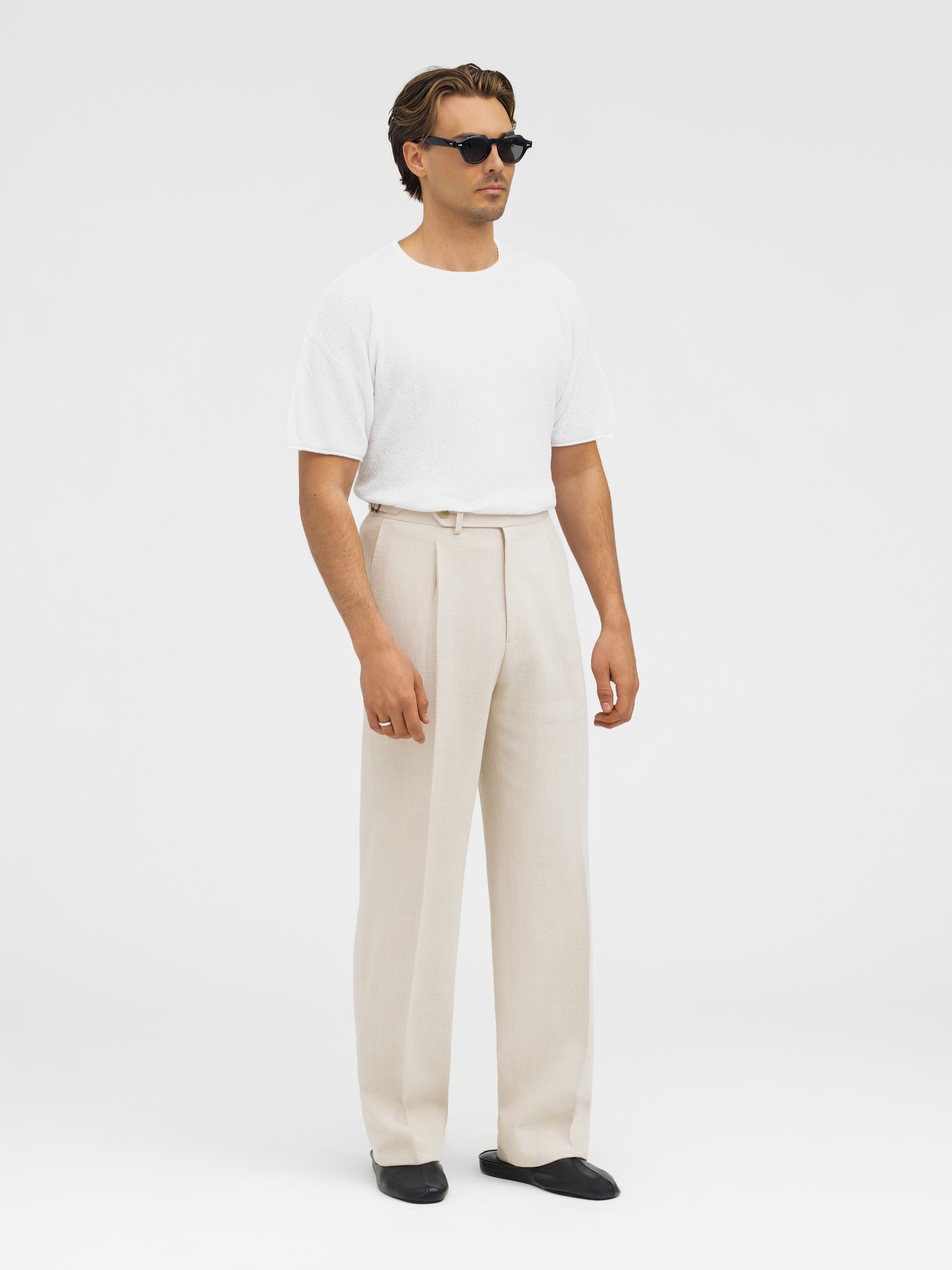 White Oversized Bouclé T-Shirt - Grand Le Mar