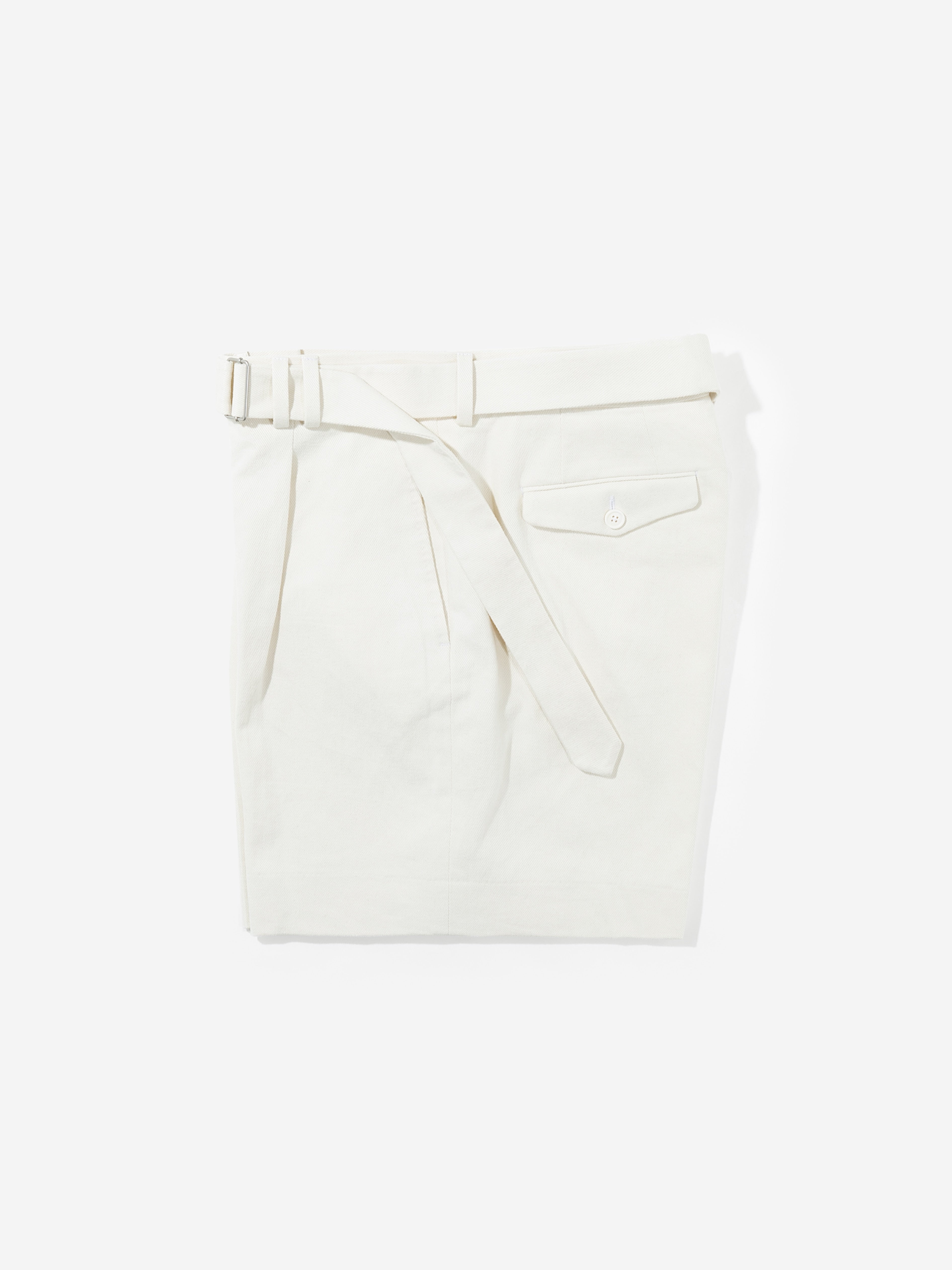White Cotton Belted Shorts (Wide Fit) - Grand Le Mar