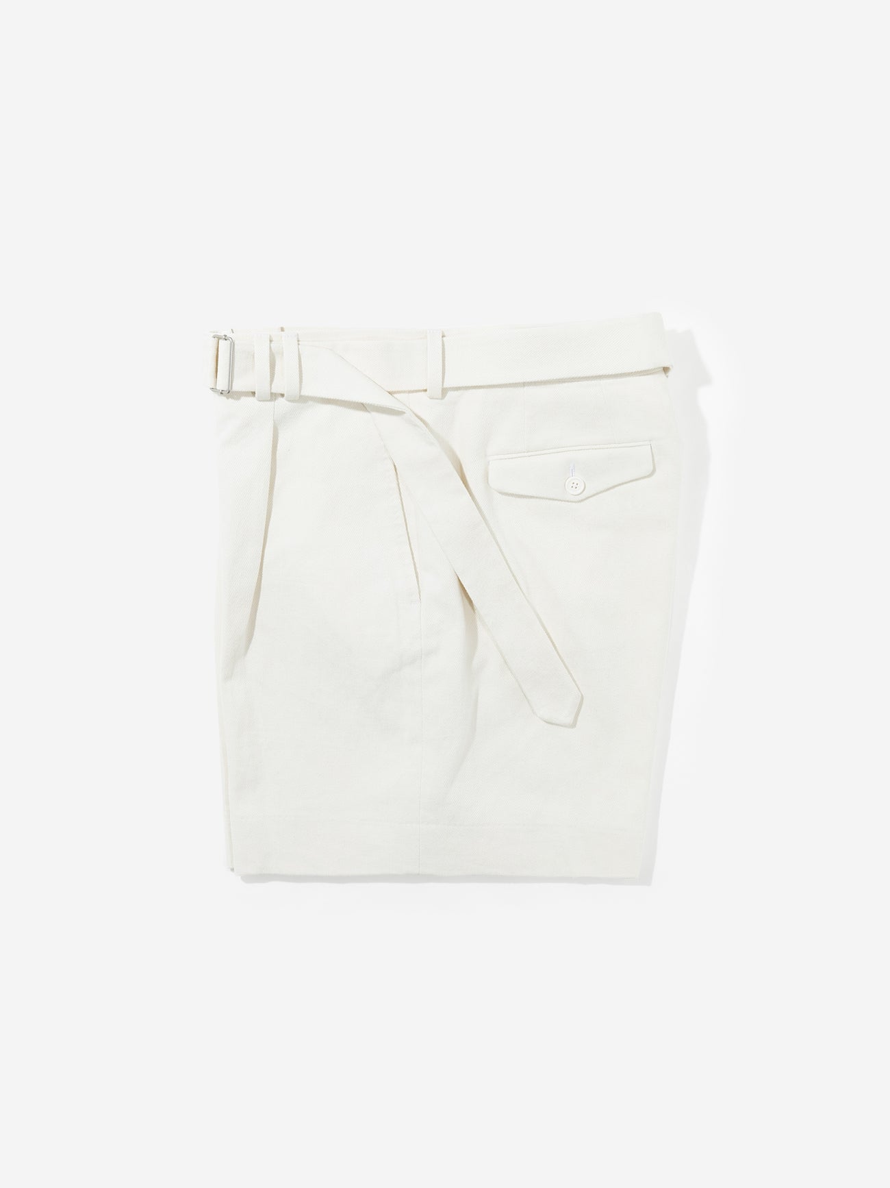 White Cotton Belted Shorts (Wide Fit) - Grand Le Mar