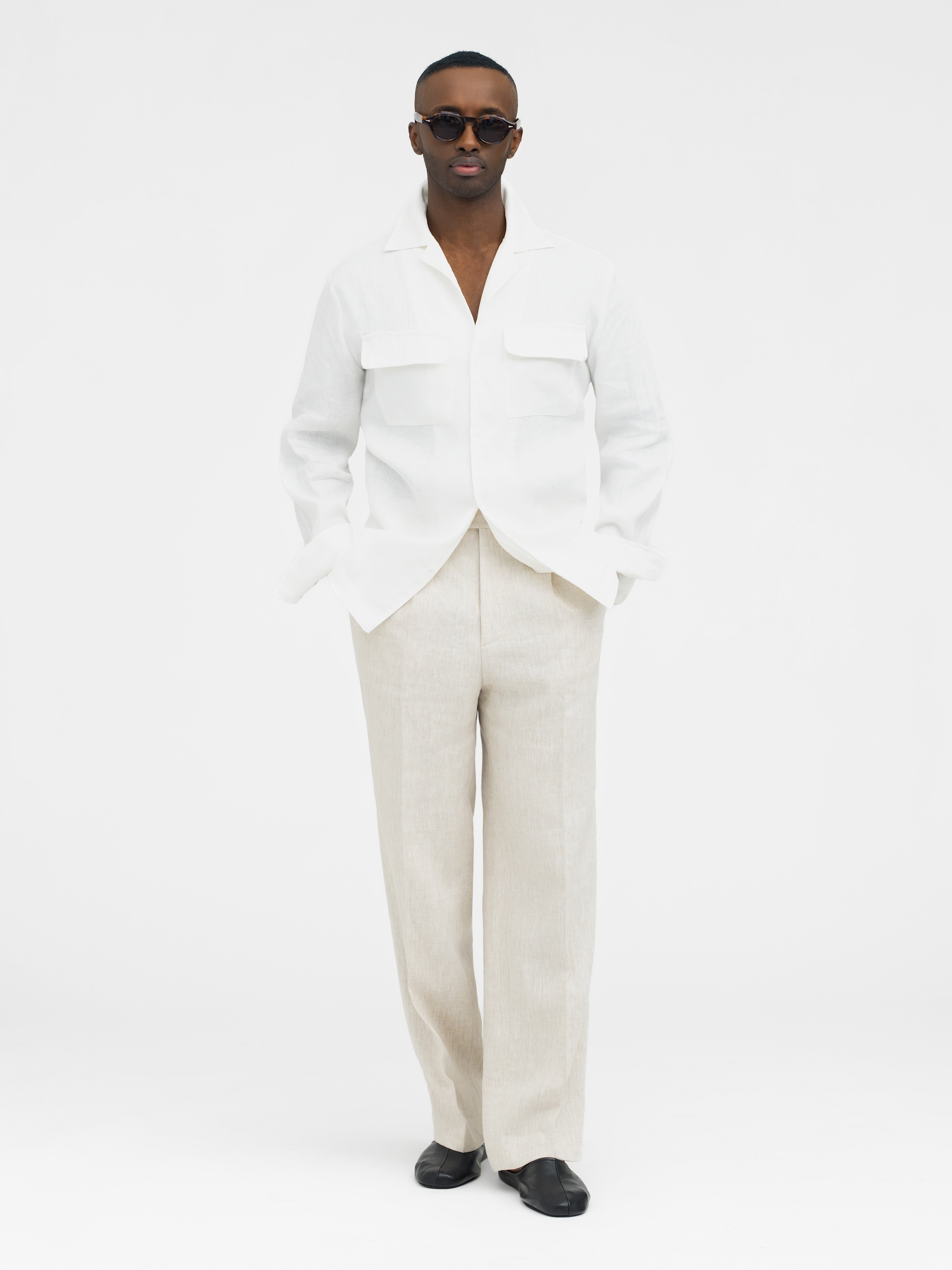 White Linen Camp Shirt - Grand Le Mar