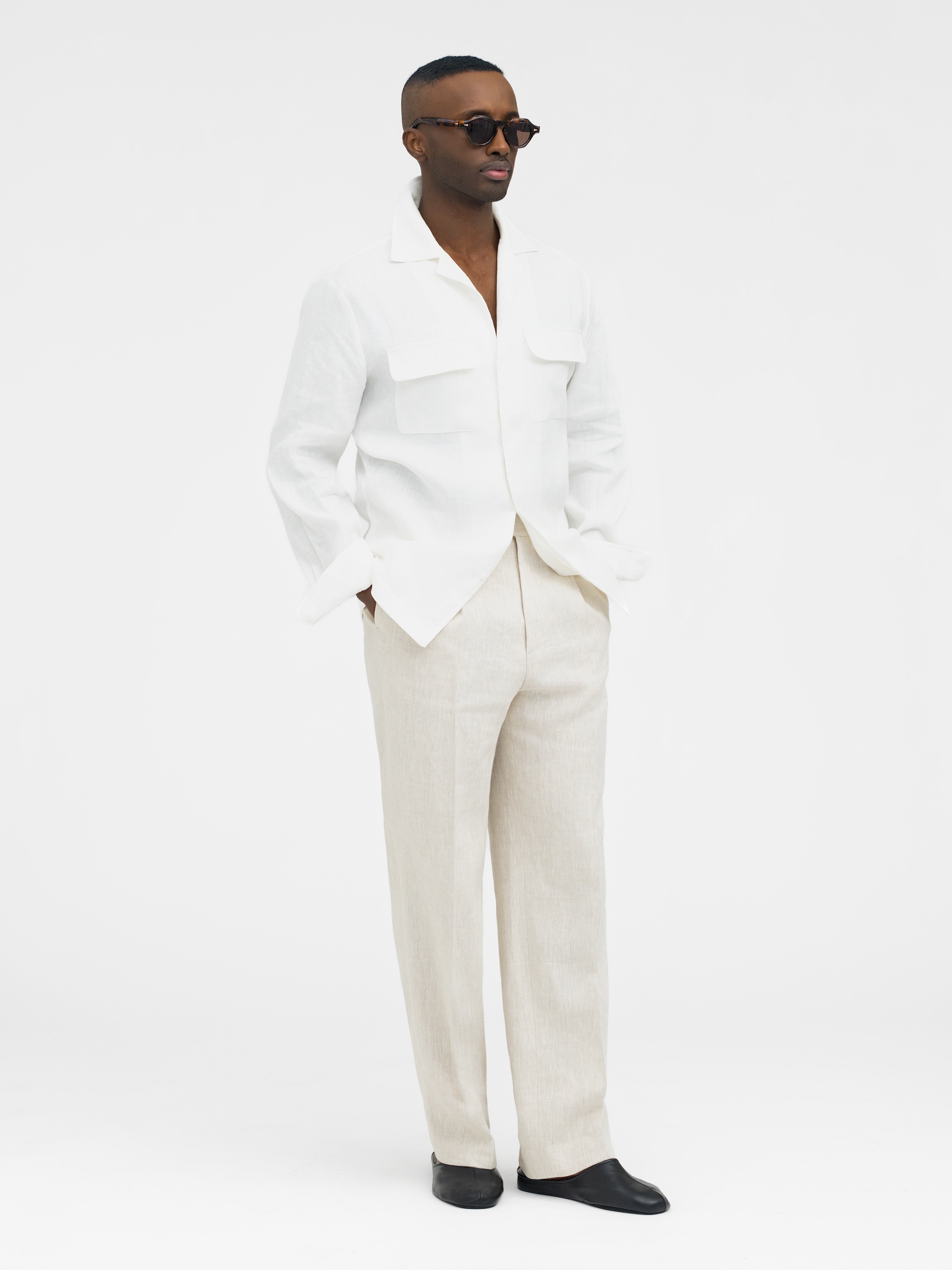 White Linen Camp Shirt - Grand Le Mar