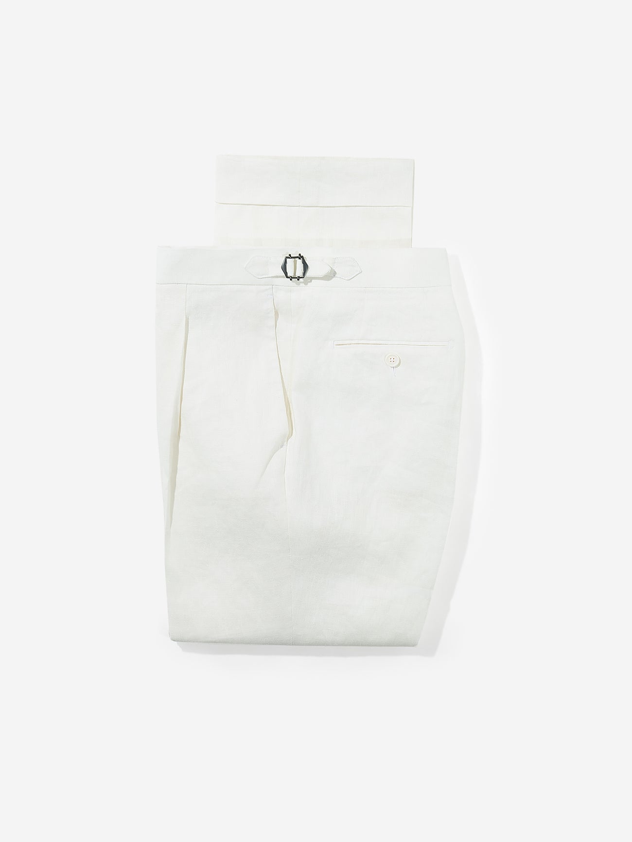 White Linen Trousers (Straight Fit) - Grand Le Mar